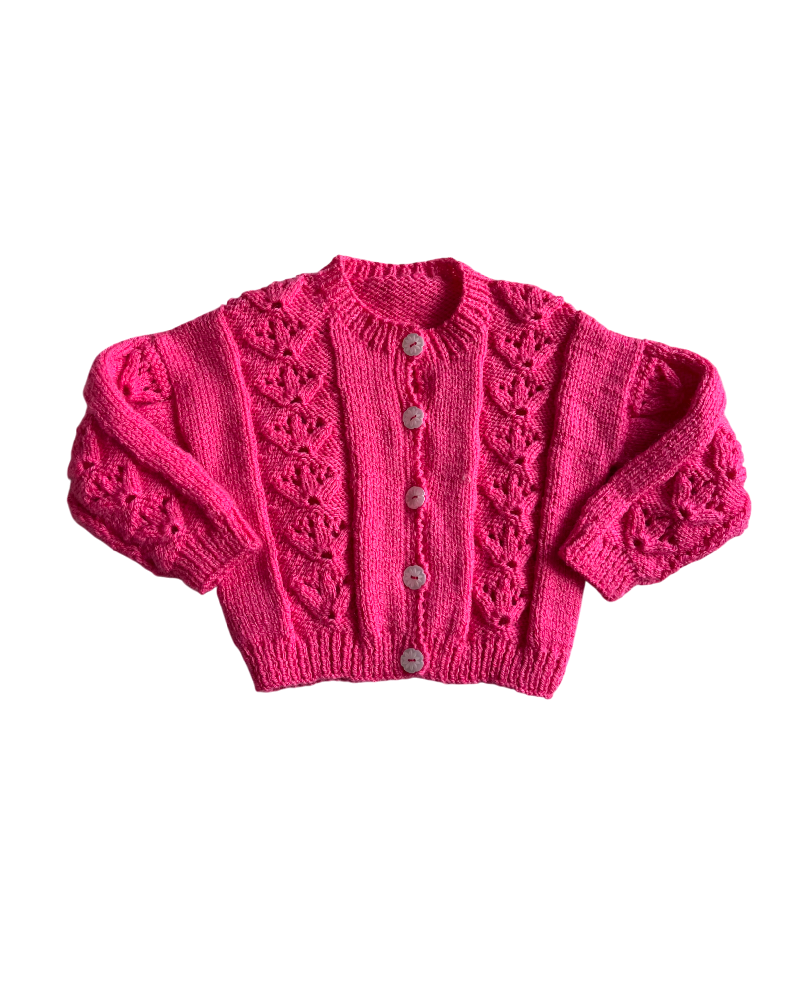 Personalised Pink hand knitted cardigan  6-12 months