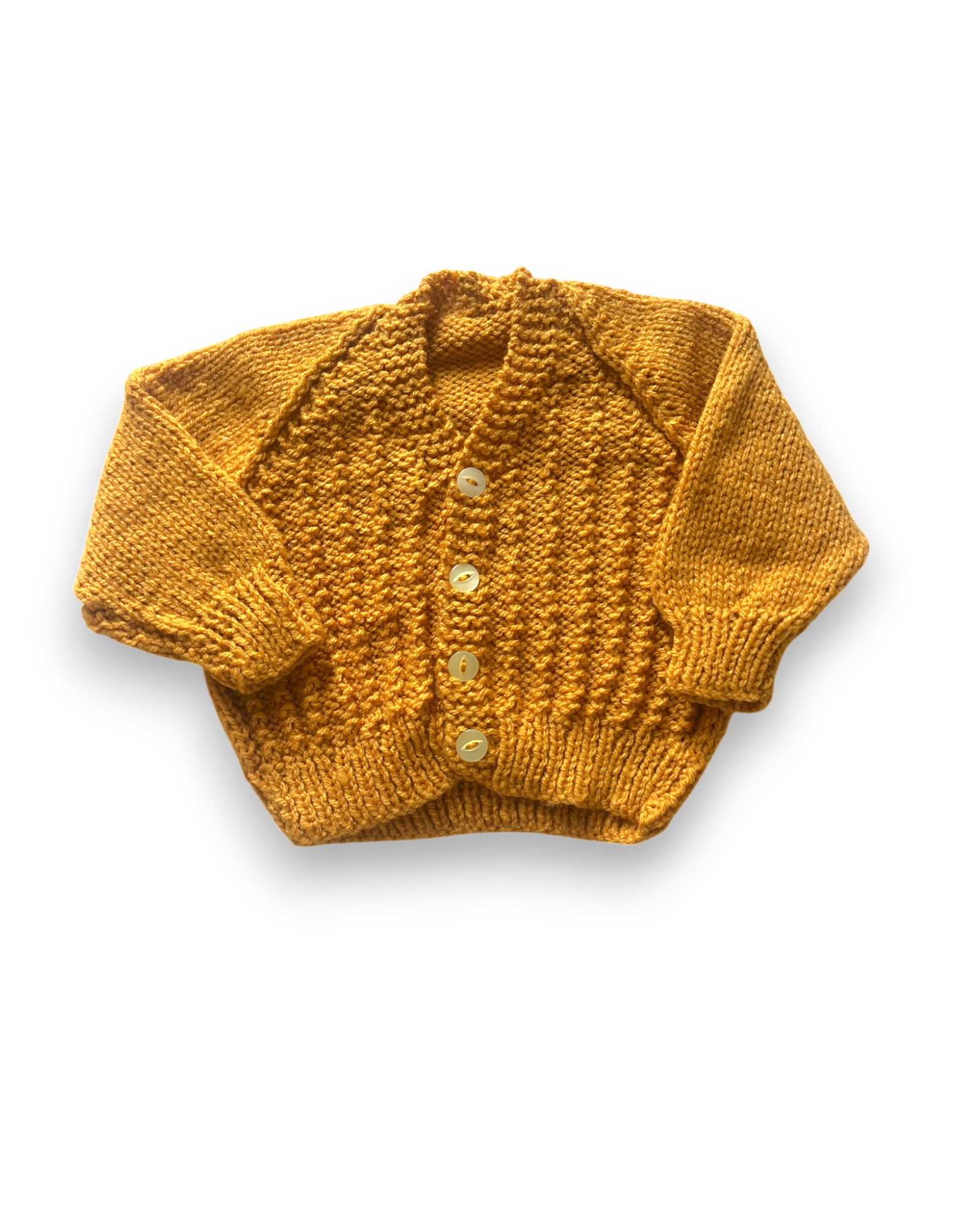 Personalised Mustard hand knitted cardigan 0-4 months