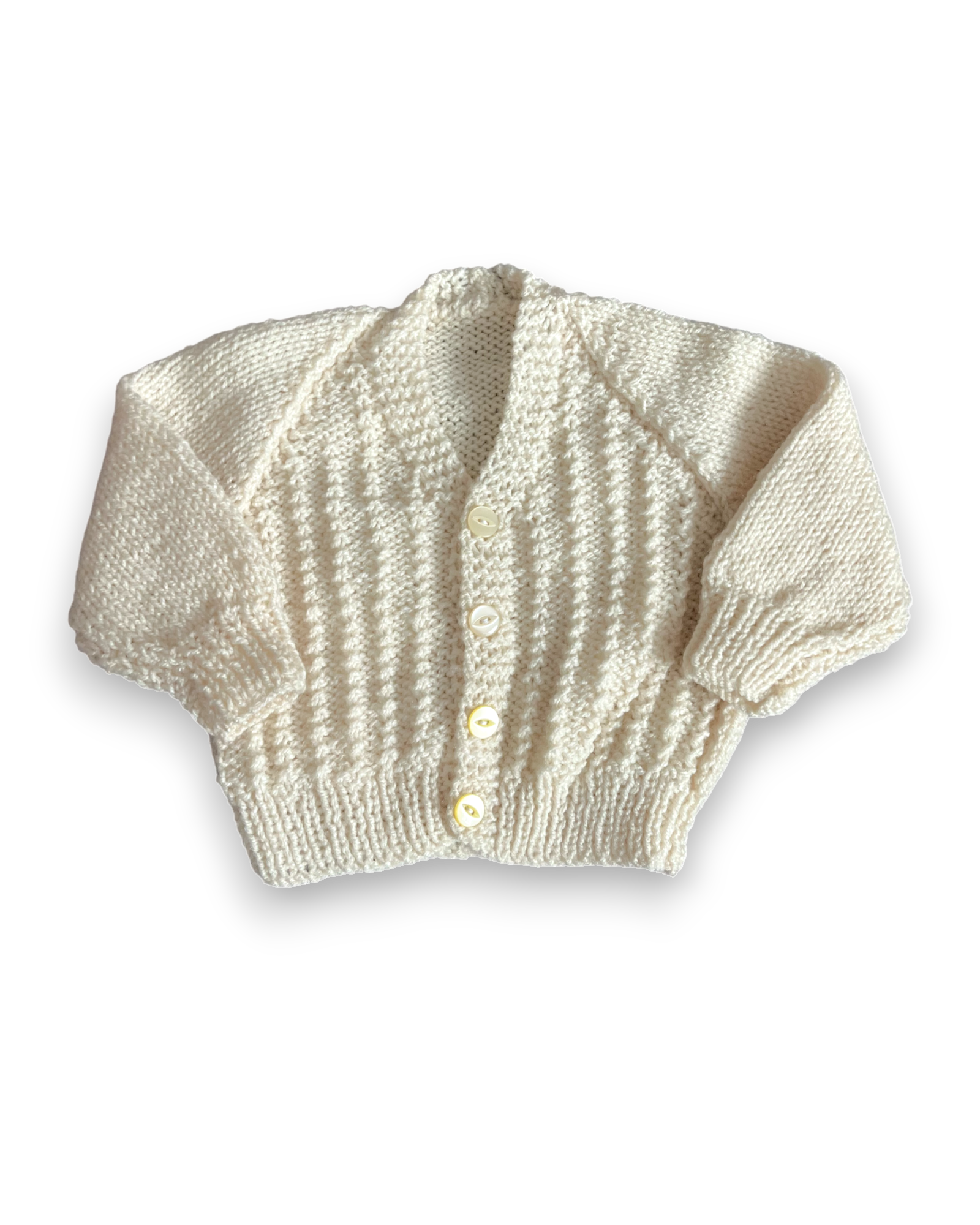Personalised Cream hand knitted cardigan 0-3 Months