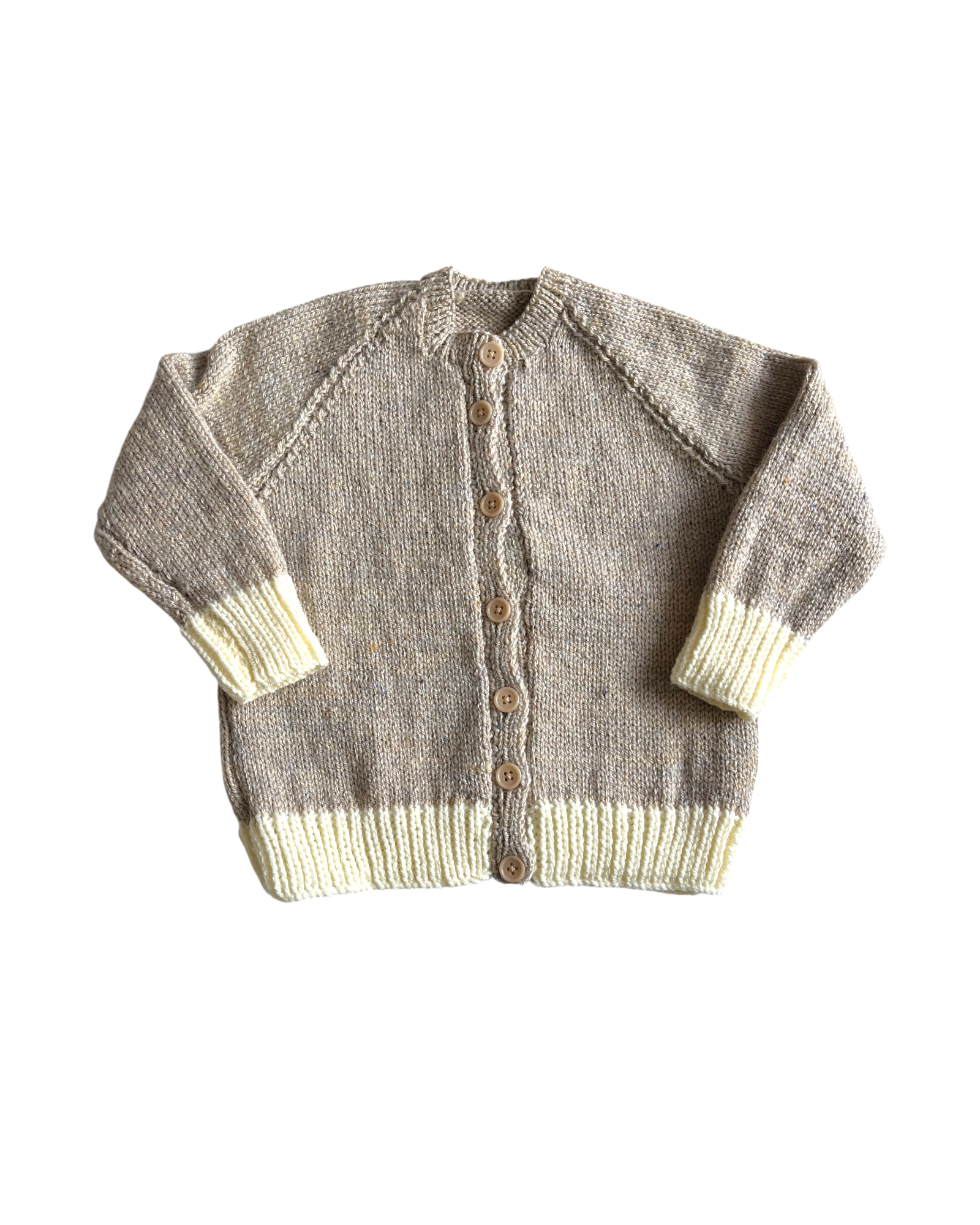 Personalised Oatmeal hand knitted cardigan 1-2 years