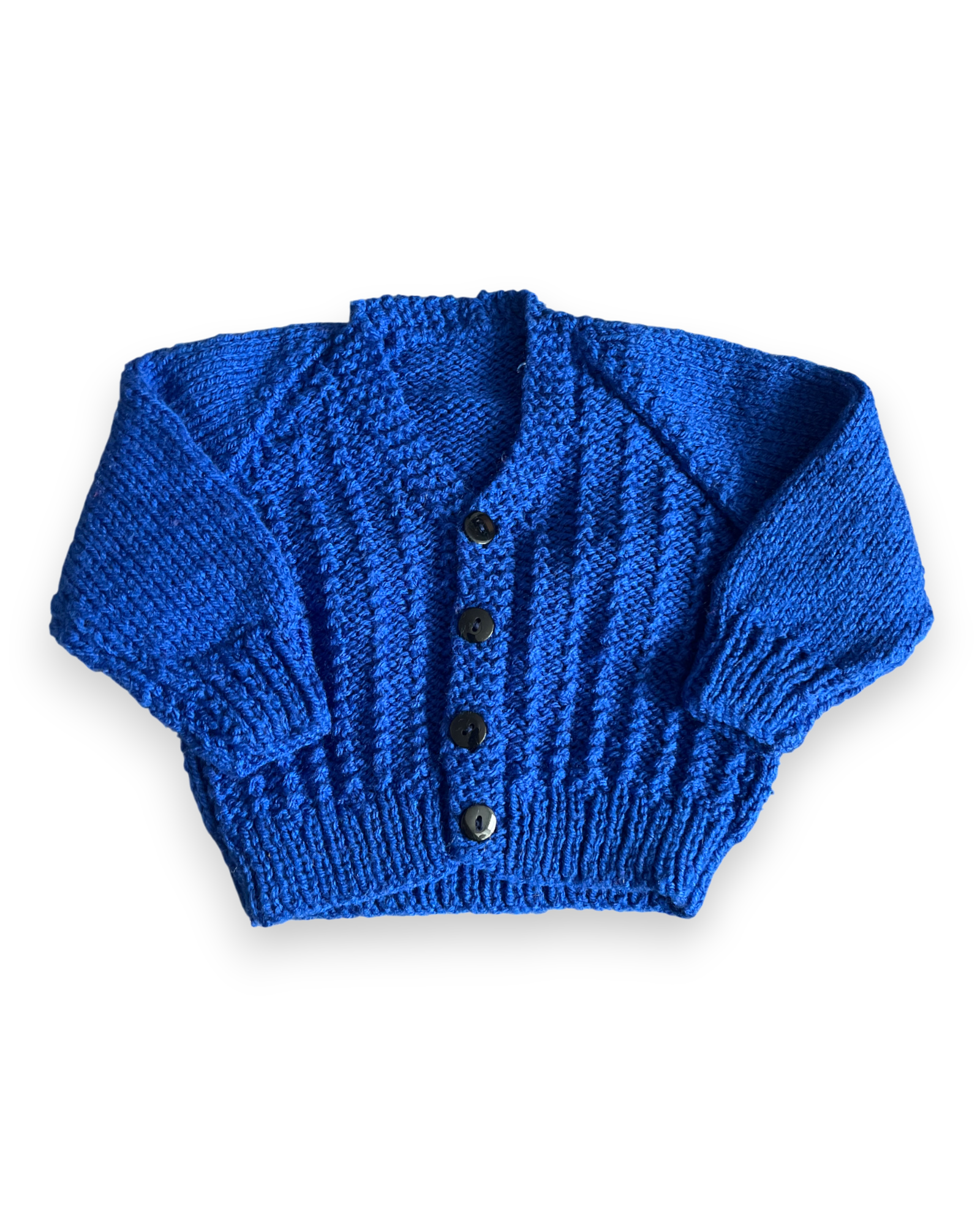 Personalised Royal Blue hand knitted cardigan 0-3 months