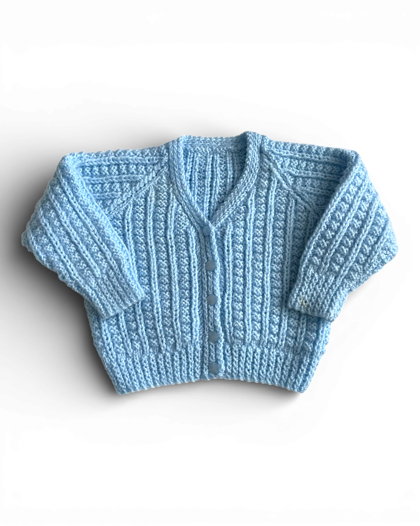 Personalised Blue hand knitted cardigan 0-3 months
