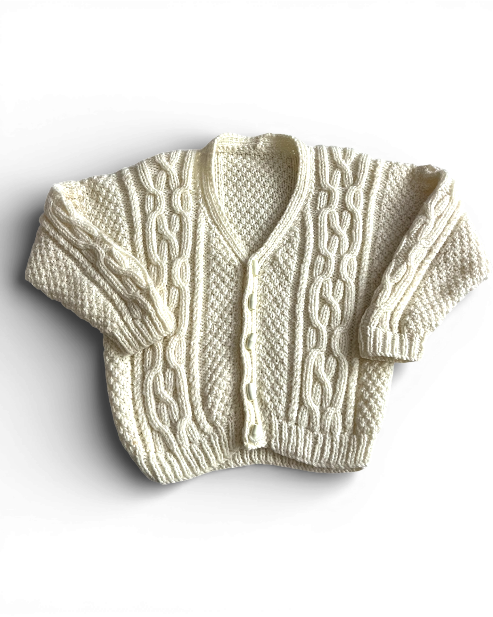 Personalised Cream hand knitted cardigan 3-4 years