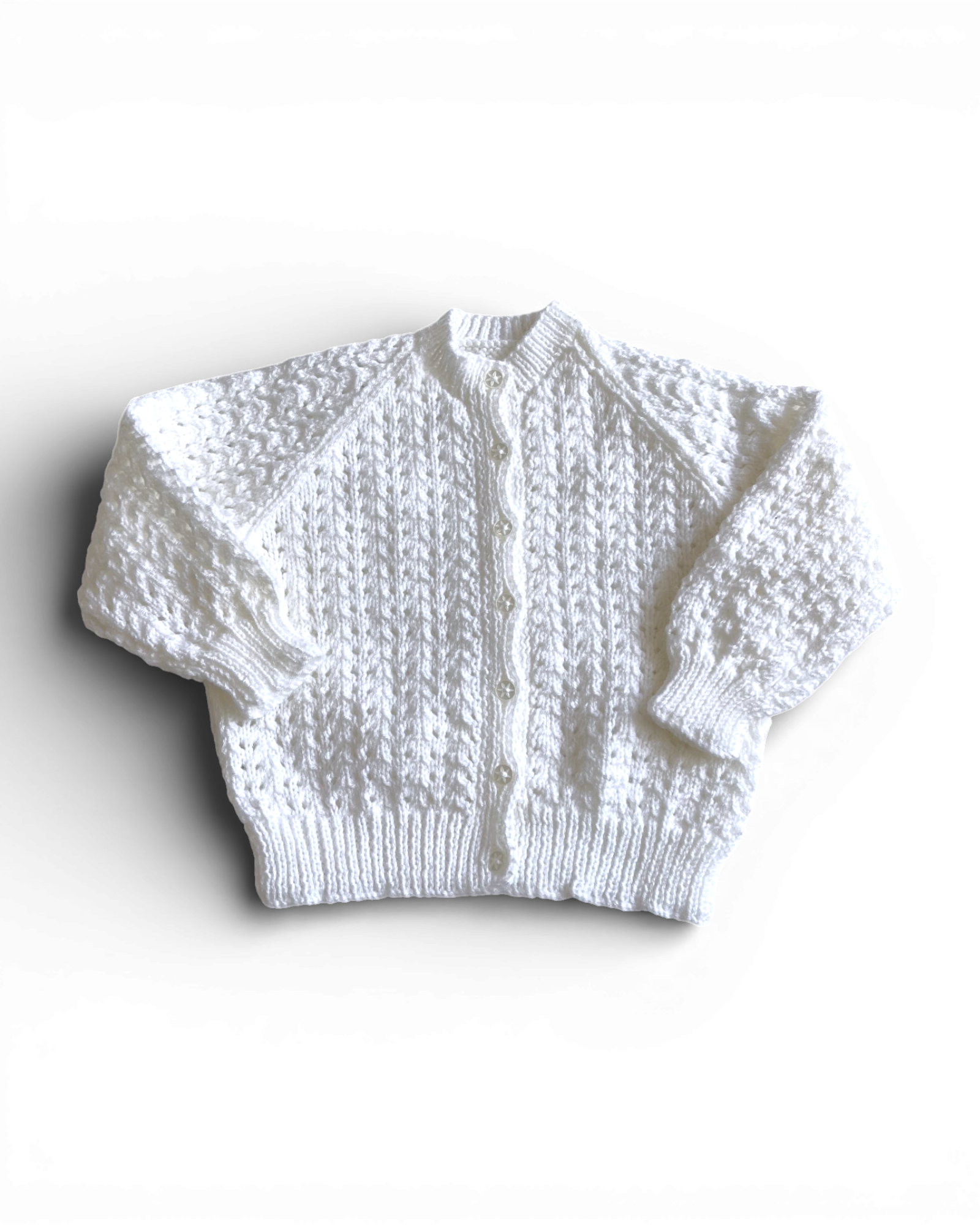 Personalised White hand knitted cardigan 1-2 years