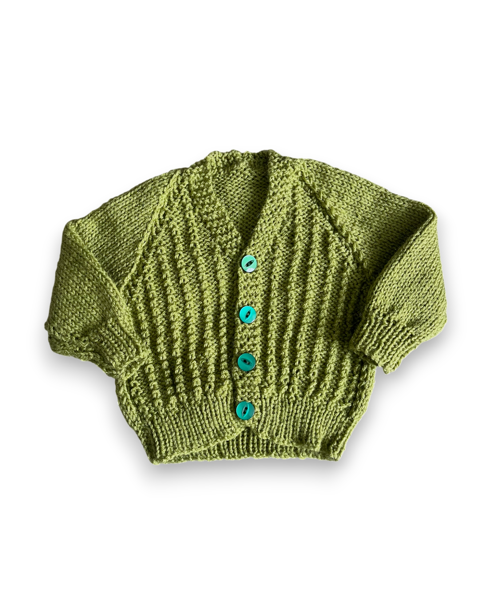 Personalised Green hand knitted cardigan 0-3 months (Copy)