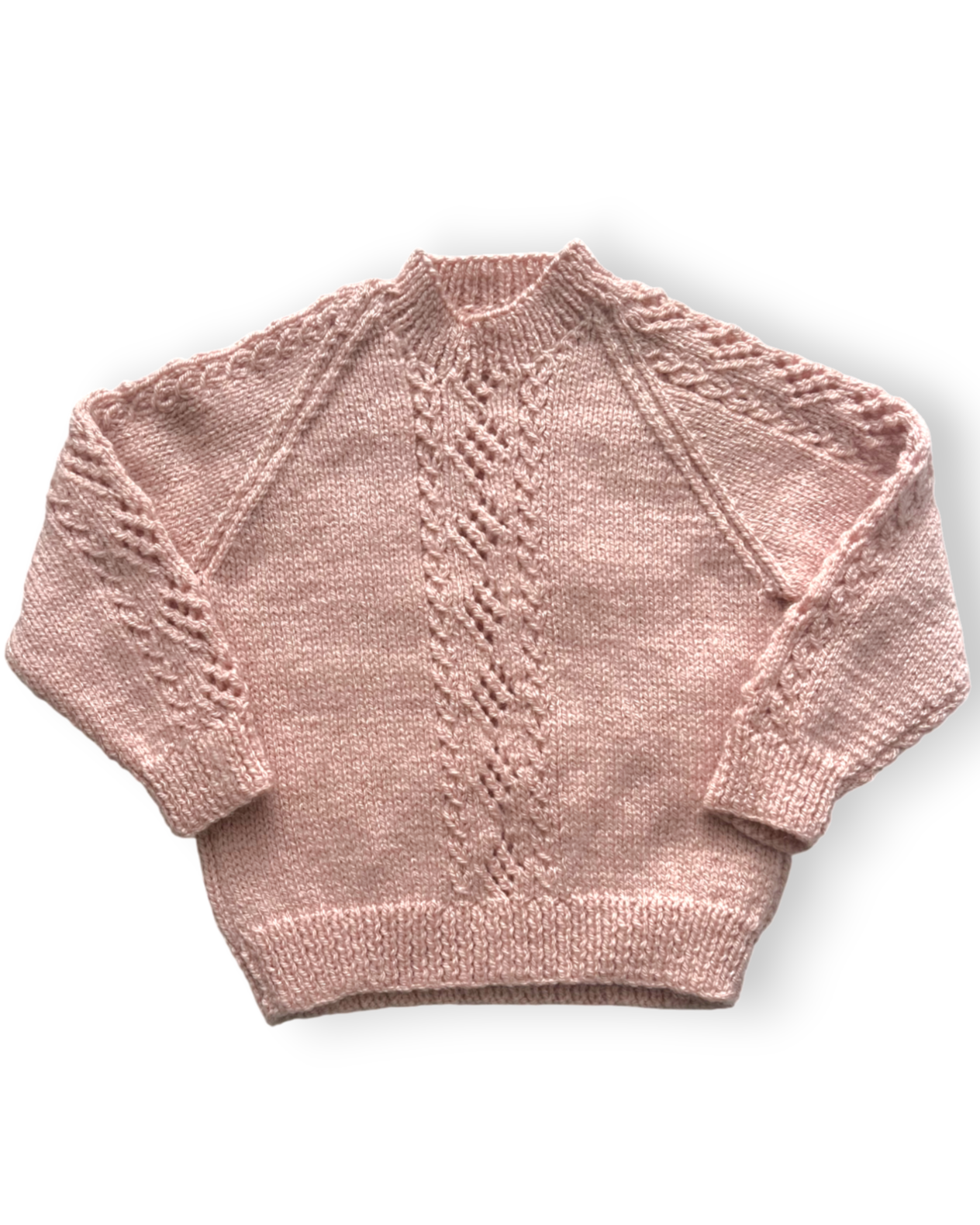 Personalised Front Initial dusky pink Hand knitted Jumper 1-2 years