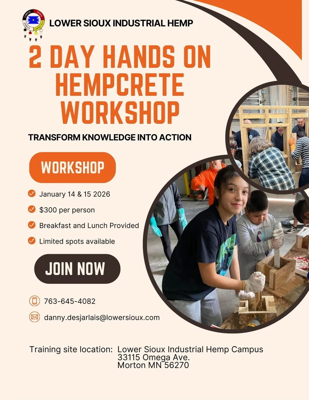 2-Day Hempcrete Workshop, Lower Sioux Reservation