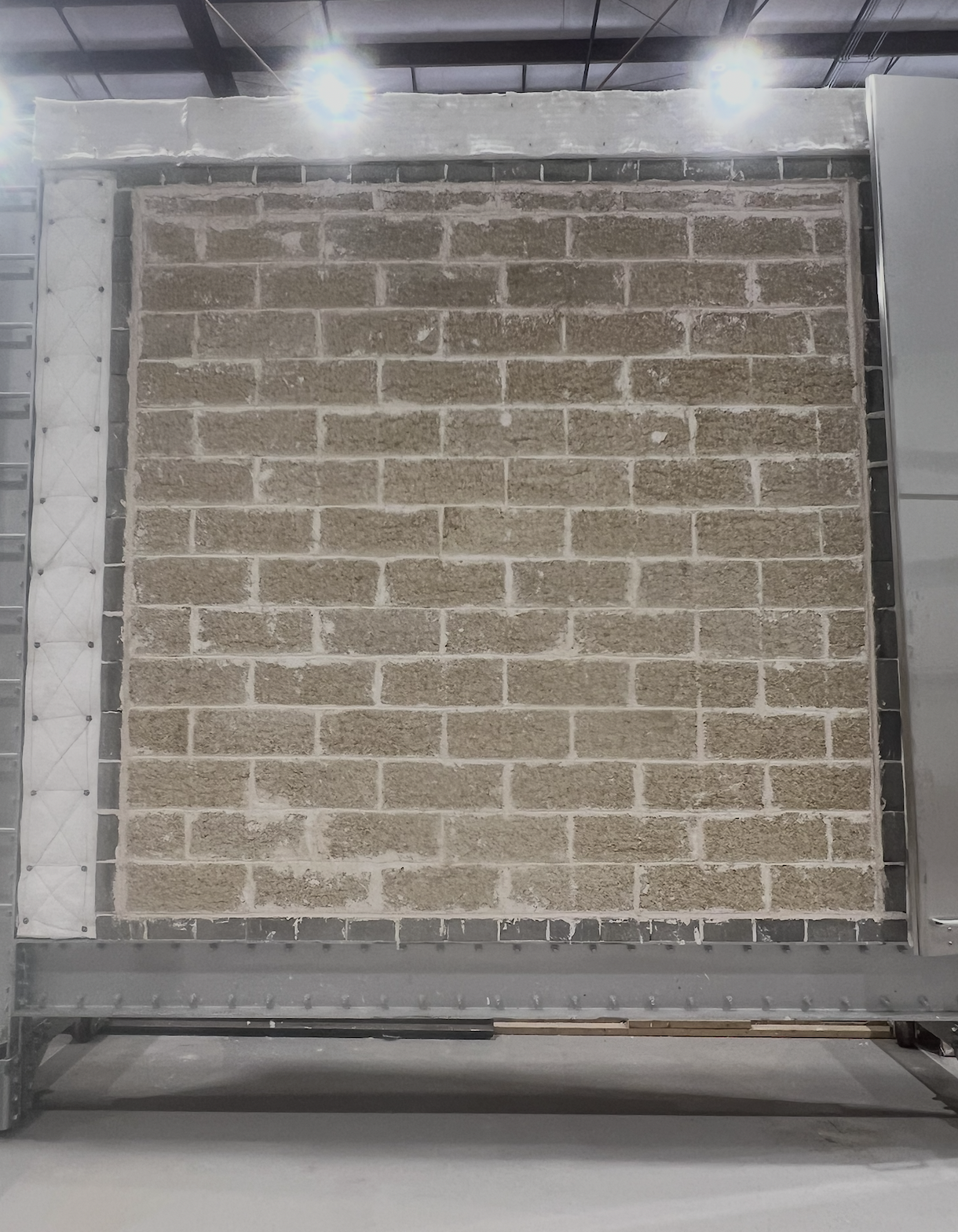Hempcrete block wall before testing