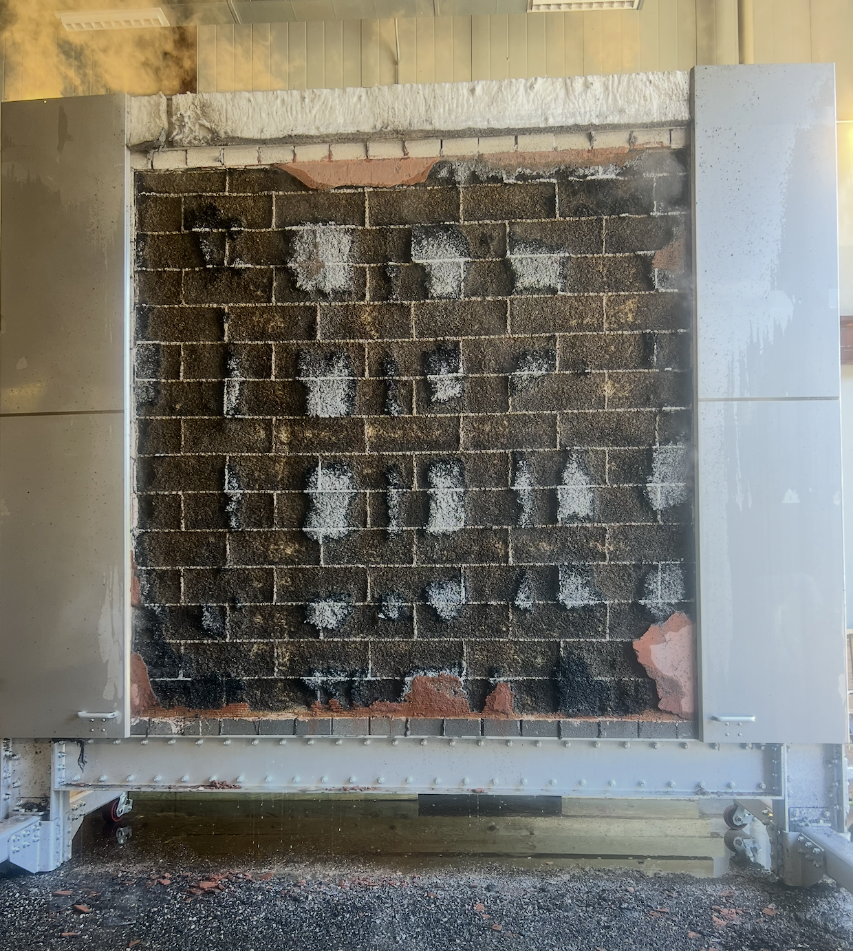 Hempcrete block wall after testing