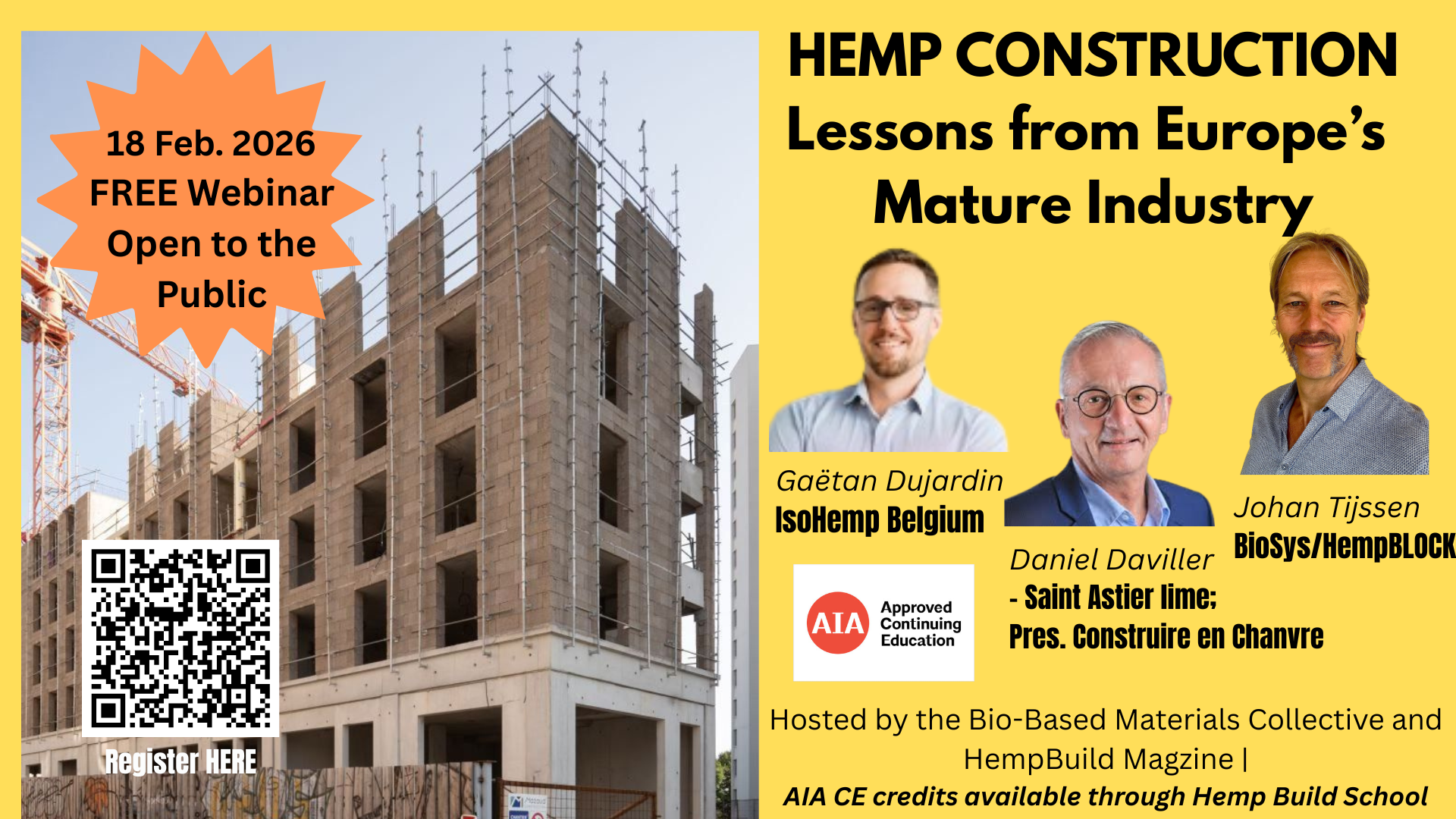 HEMP CONSTRUCTION WEBINAR: Lessons from Europe’s Mature Industry