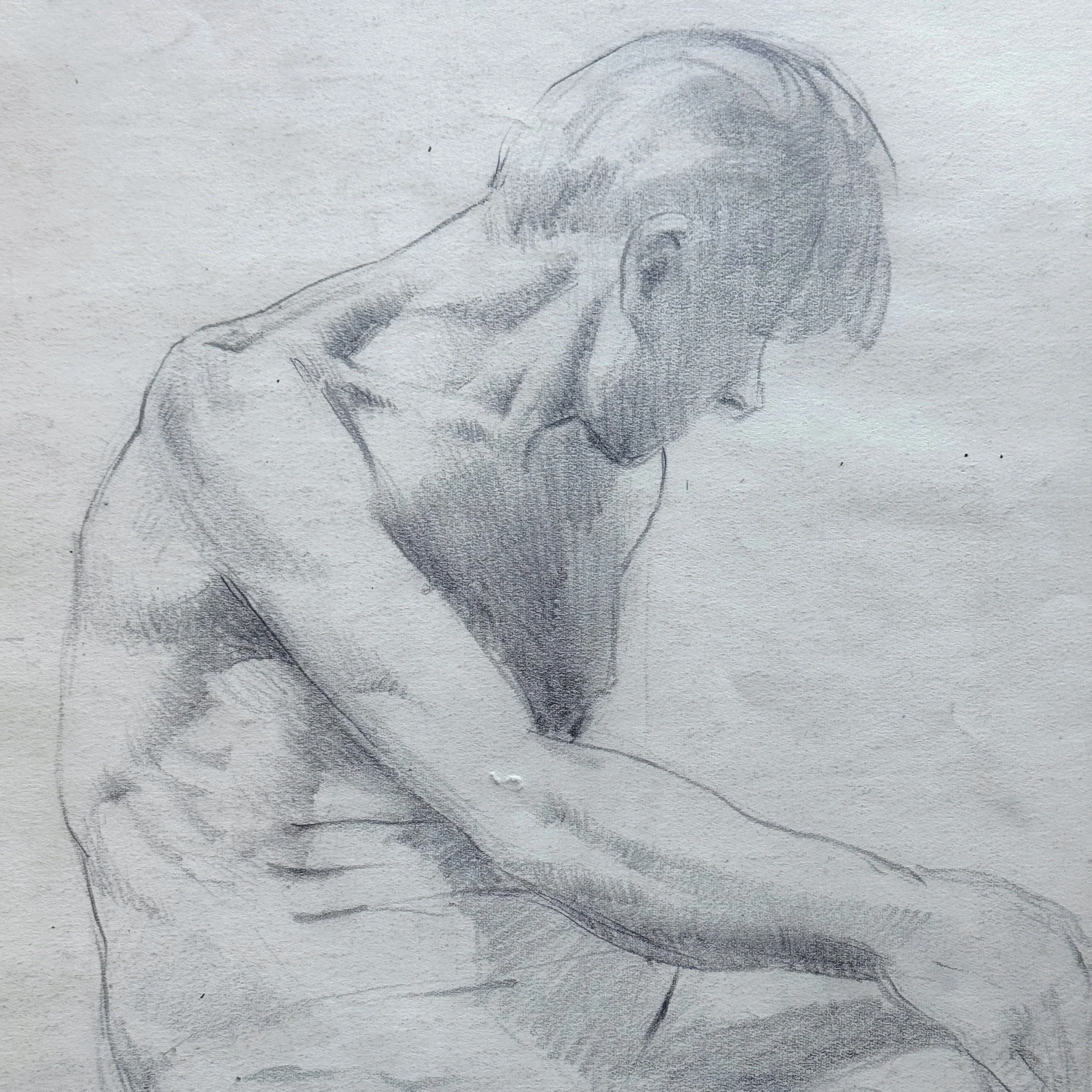 Mid Century Male Nude Study – Elizabeth Hammond RCA