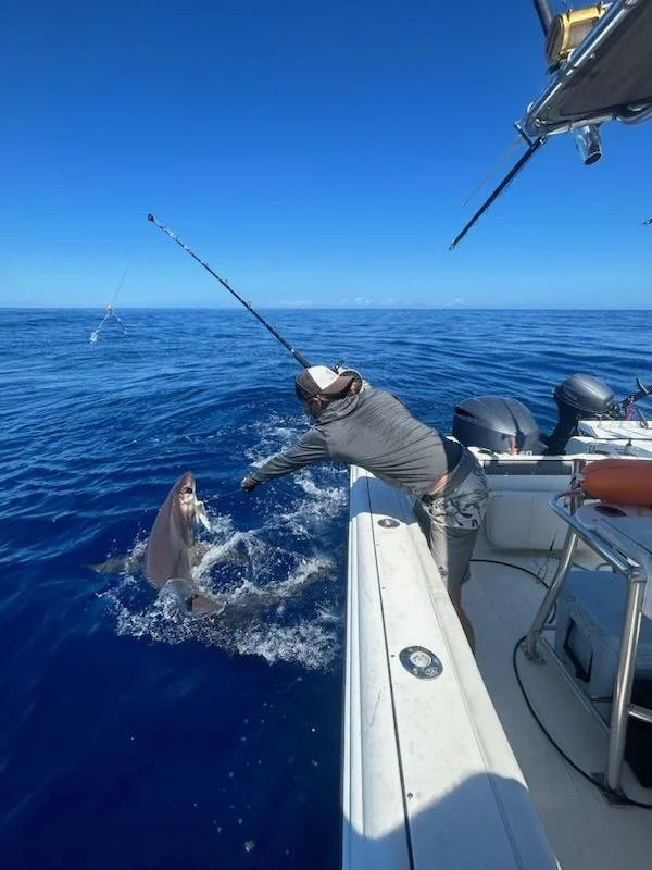 Pesca de profundidad del pez espada con Simply Caught Charters en Puerto Rico, cerca de la fosa de Mona