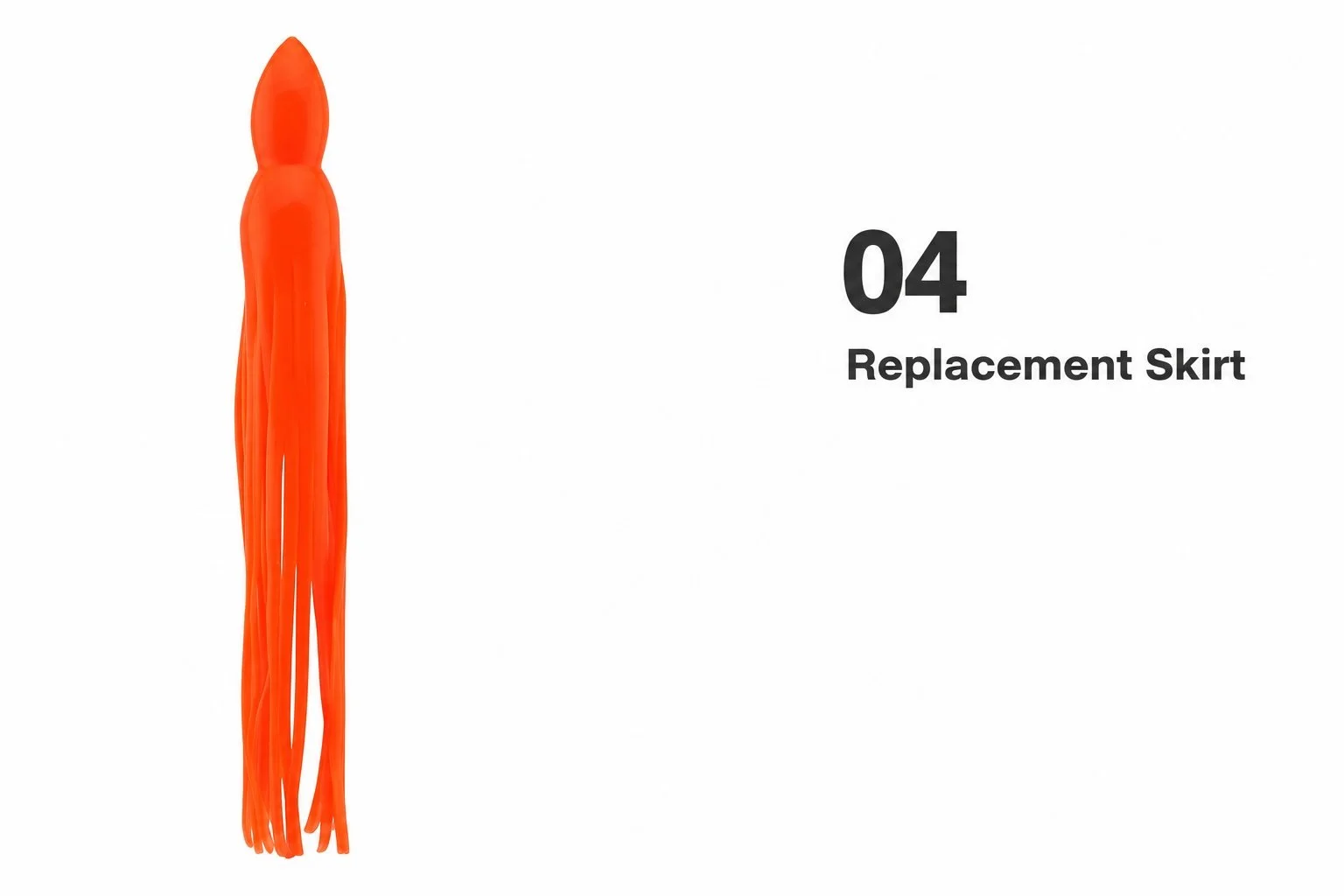 Blue Ocean Manufacturing BOM #04 solid fluorescent orange replacement trolling skirt for custom Blue Marlin and tuna fishing lures.