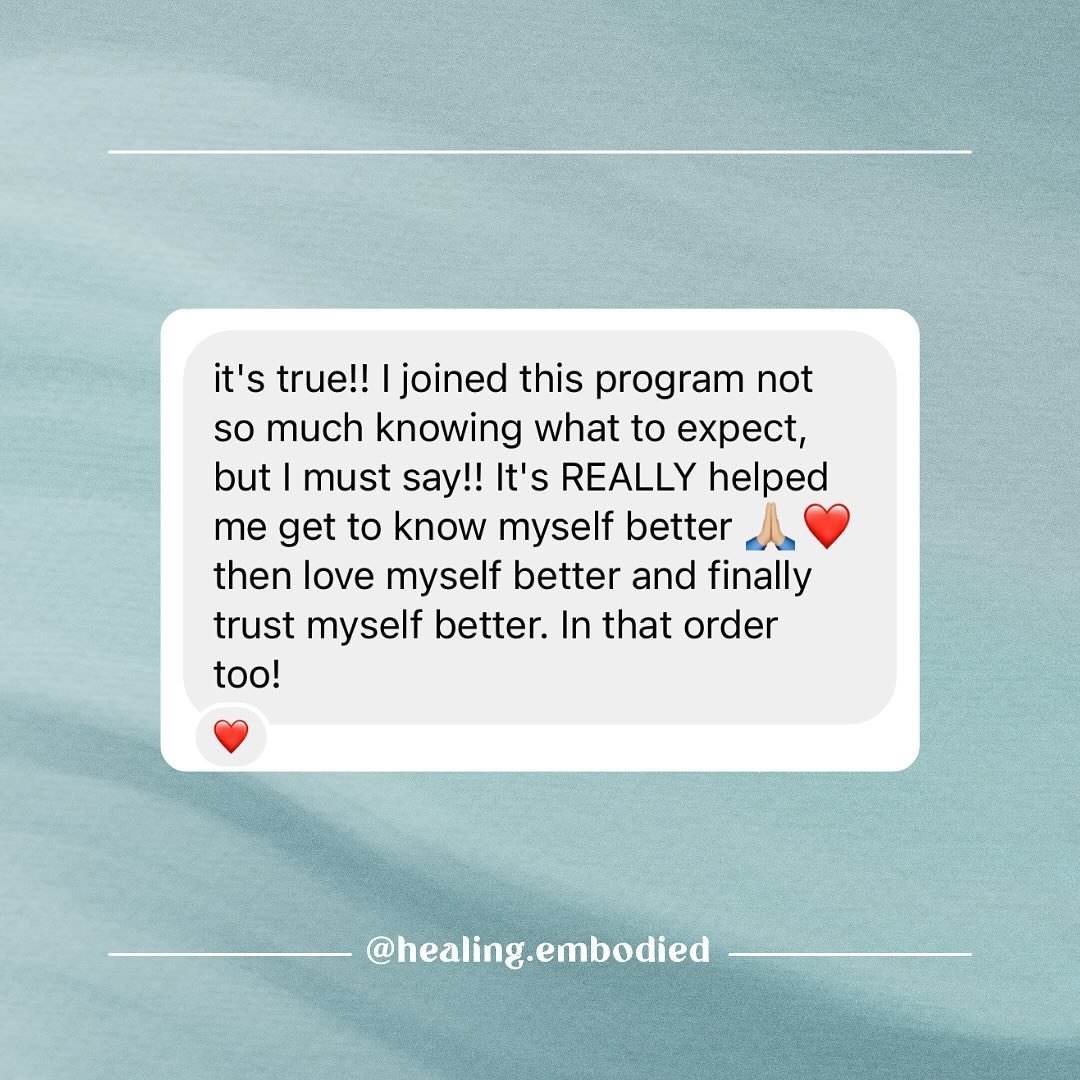 A few tender notes from participants🥹

It means so much to us that our work improves your well being, releases anxiety, and increases the love that you feel in your life. 

If you are curious about working with us and want to learn about the differe