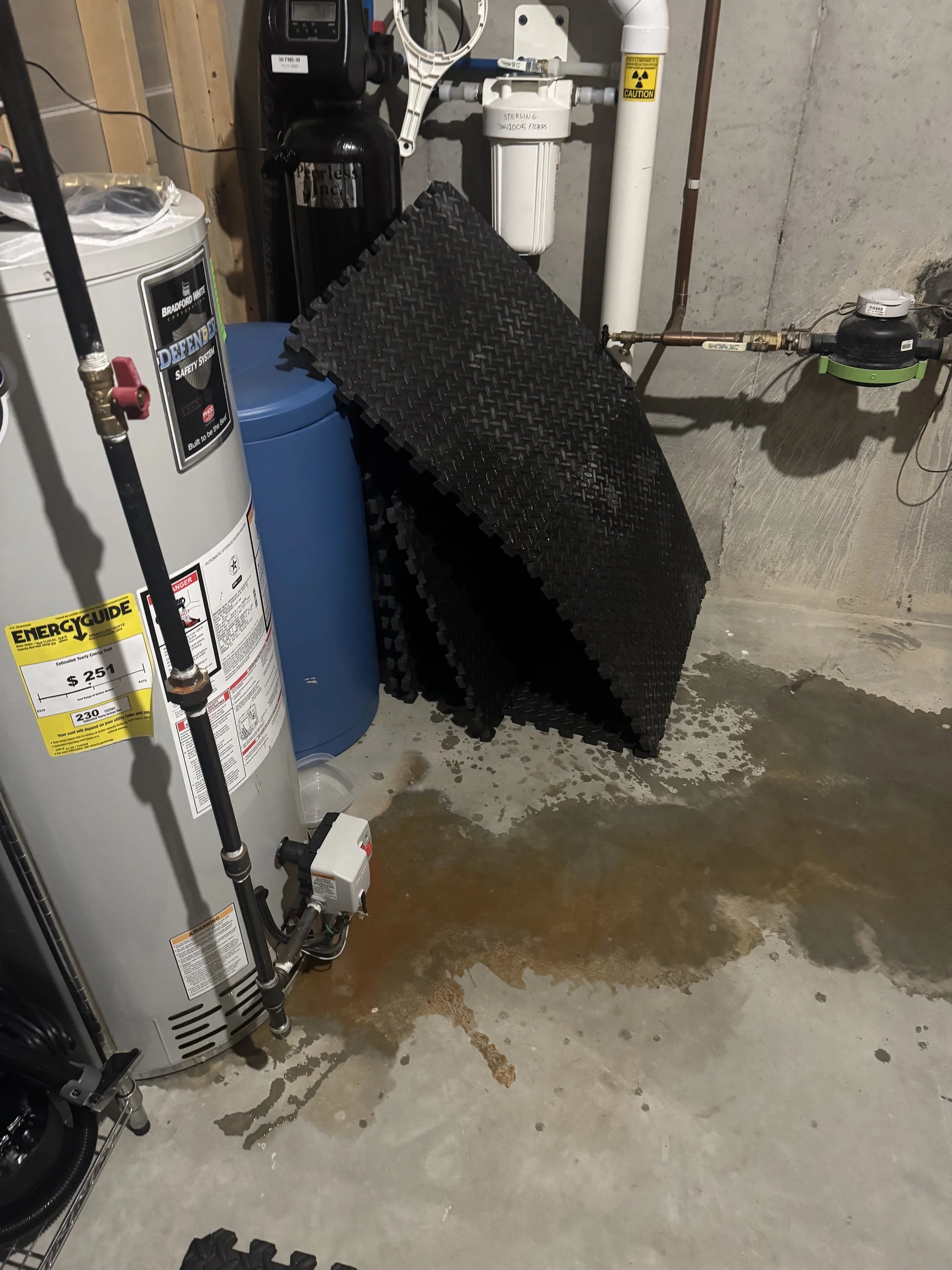 A 50 gallon gas power vent water heater manufactured in April of 2017 is leaking.  Rusty water discovered near the water heater.