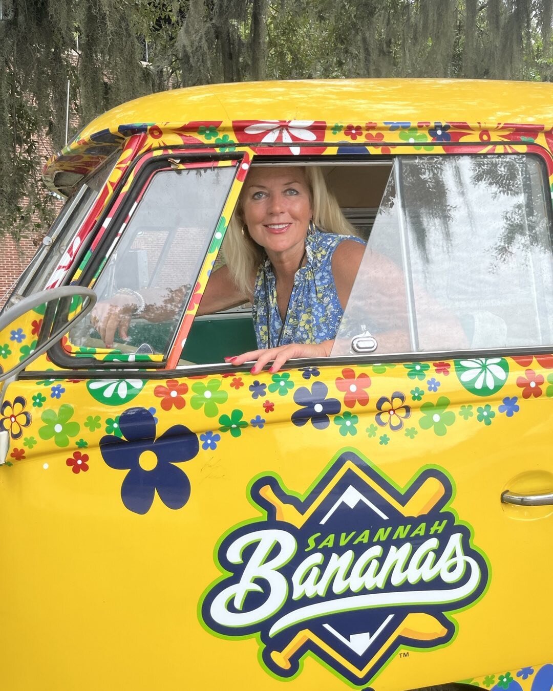 💛 On location&hellip;As you know I love getting into a vehicle!  Feeling the banana groove! #savannahbananas