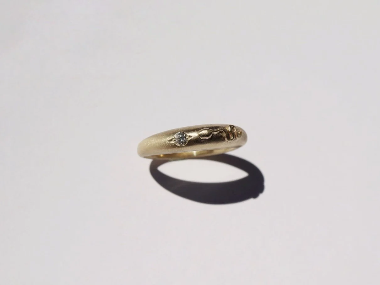 OOAK Snake Chasing Bigger Diamond Ring