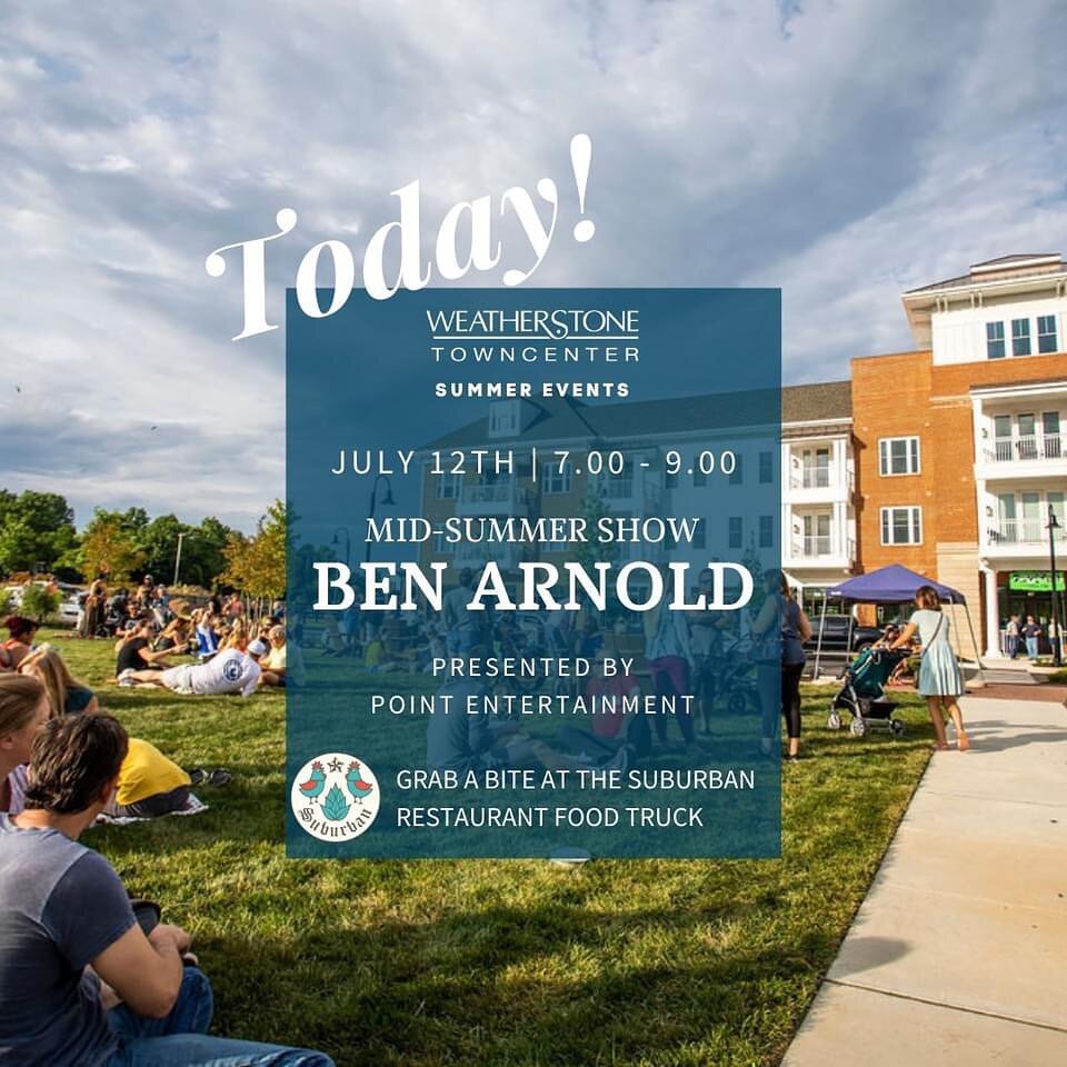 We love a local live music show 🎶

Today from 7-9pm Ben Arnold is joining us for the Mid-Summer Show presented by @point_ent 💫

Grab a bite to eat from the @suburbanrestaurant food truck then head over to the lawn to relax &amp; jam out to music in