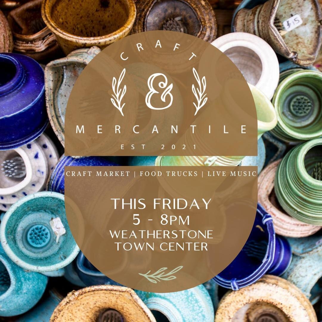 The July market is here! 🌟

Friday, July 16th from 5-8pm, we welcome you to our second @craftandmercantile at Weatherstone Town Center!

Support local &amp; discover unique art by shopping around 20+ merchant tents. Listen to live music while enjoyi