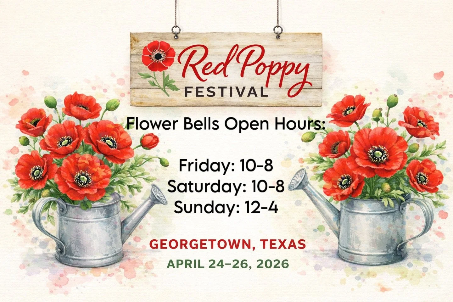 It&rsquo;s almost Red Poppy Festival!
EXTENDED OPEN HOURS:

Friday, April 24 | 10-8
Saturday, April 25 | 10-8
Sunday, April 26 | 12-4