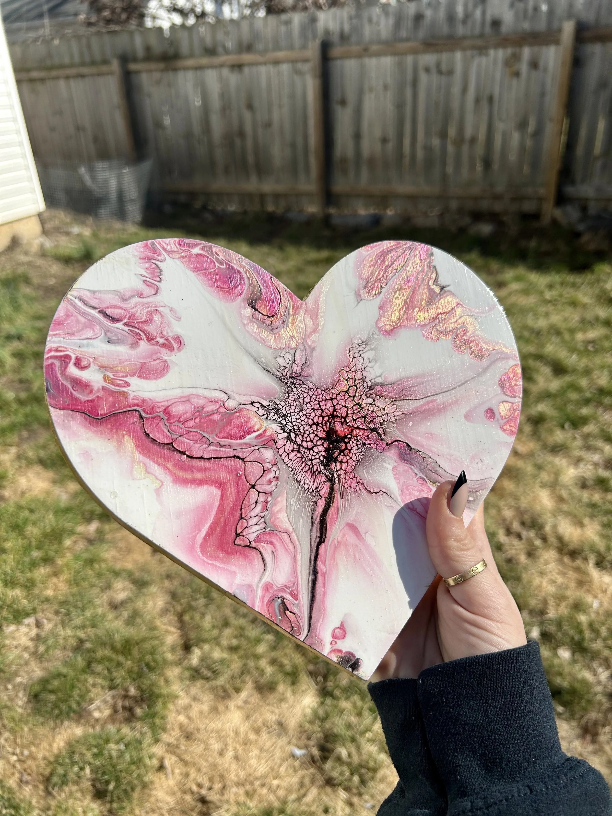 Abstract artwork created on hearts commissioned for valentines day