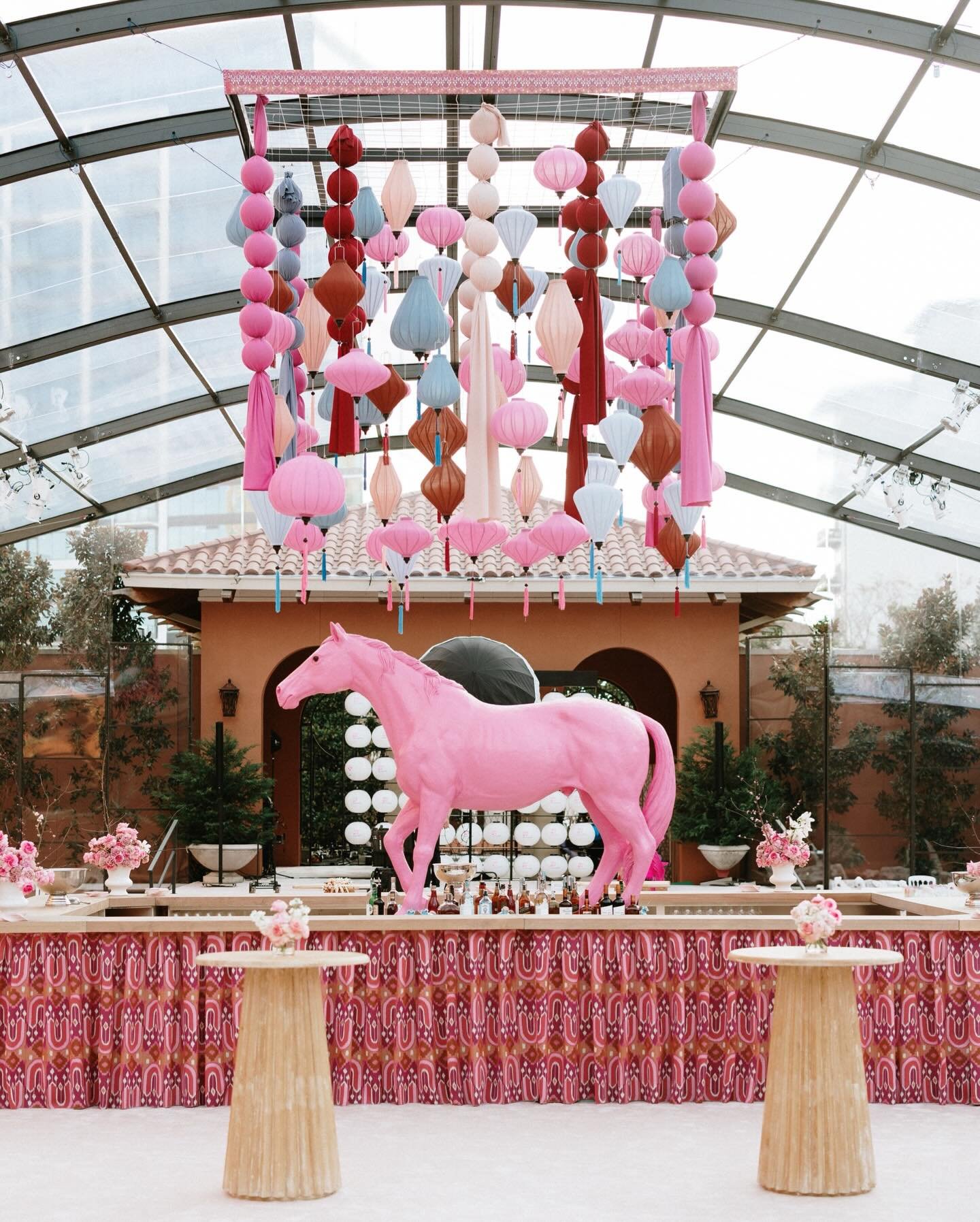 tiles, tradition, and celebration all benefiting the women&rsquo;s alzheimer&rsquo;s movement for @ohmymahjong&rsquo;s 2nd annual lunar new year mahjong tournament 🀄️🏆

a show-stopping 10&rsquo; tall bespoke (pink!) horse, floating lanterns overhea