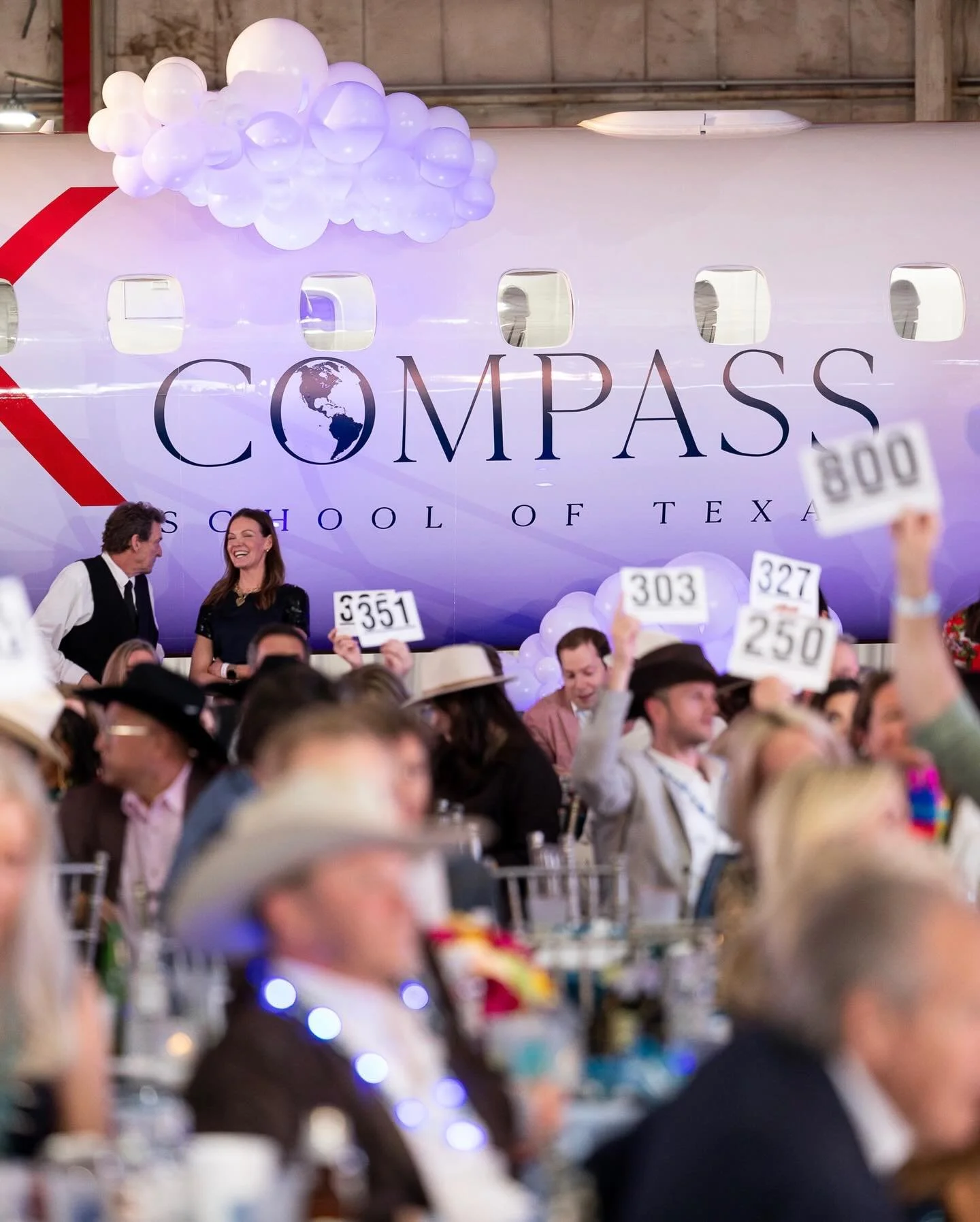 For the third year in a row, we transformed the JSX hangar into a high-energy fiesta for @compassschooltx&rsquo;s annual auction. 

From vibrant, layered tablescapes to immersive moments throughout the space&mdash;including a silent auction library d