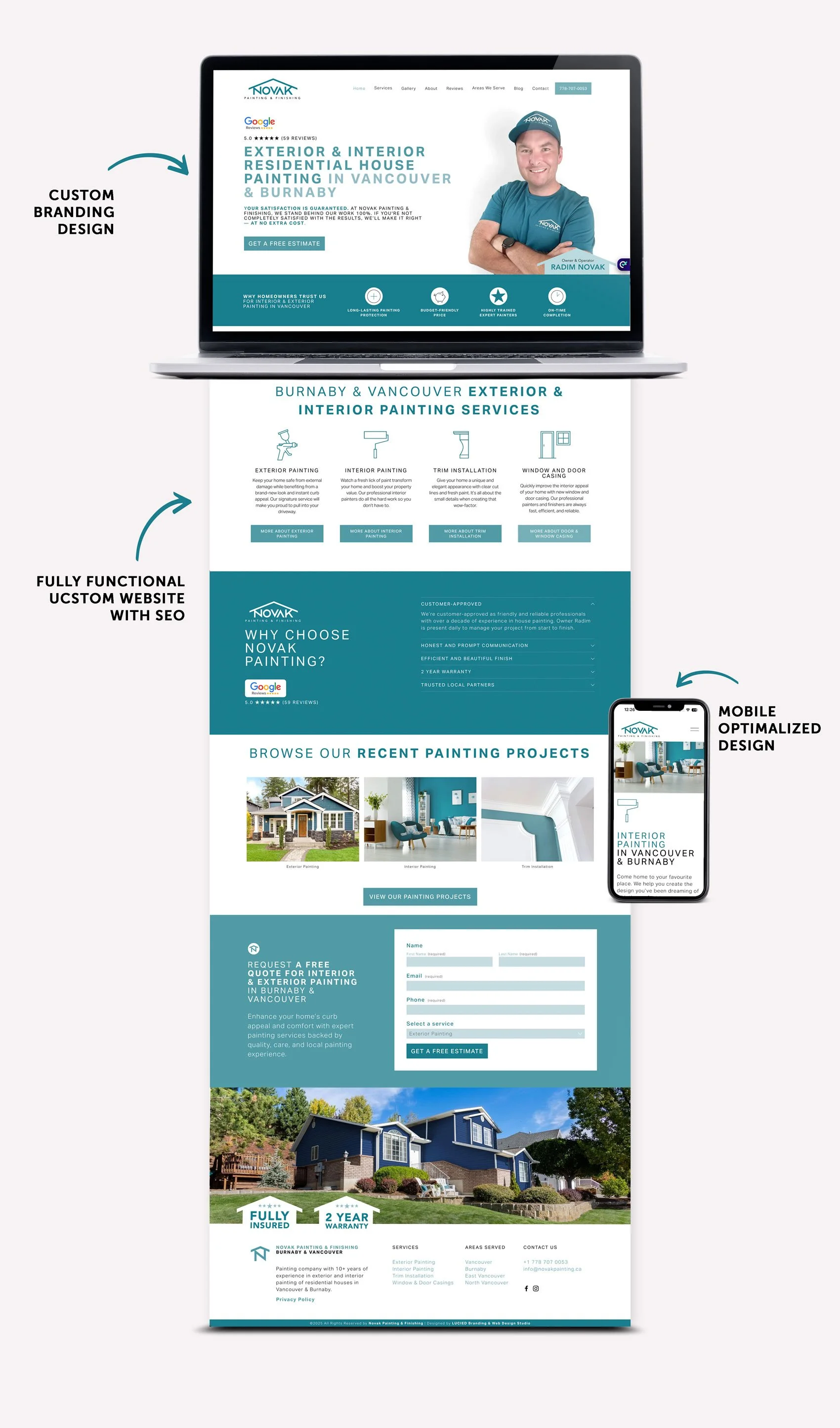 custom website design for painting company  in vancouver