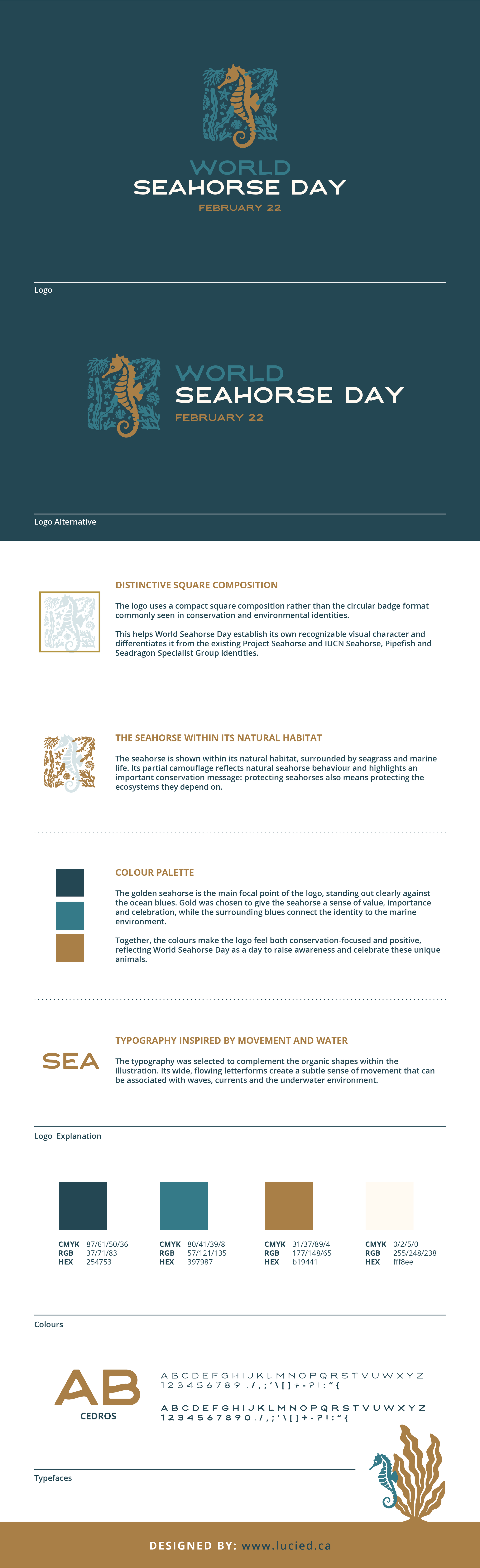 quick logo guideline for seahorse logo design by lucied branding and web design studio