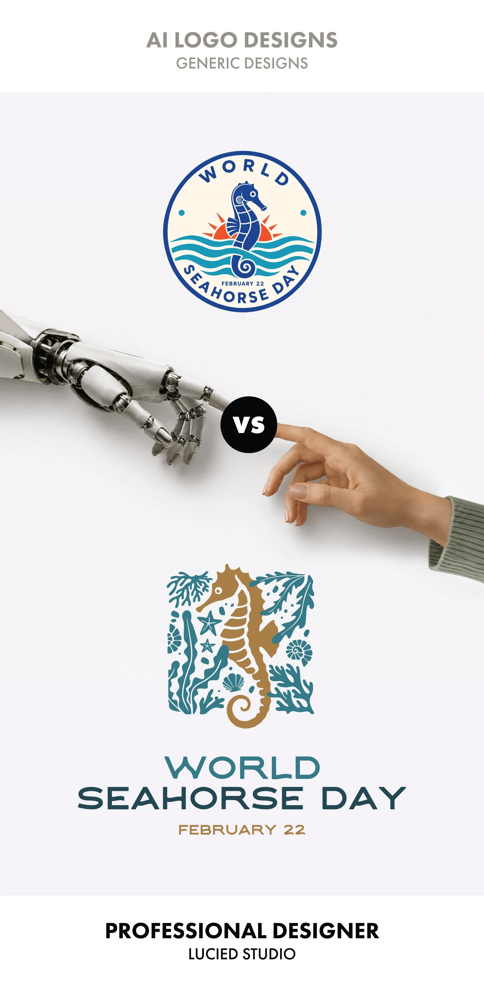 comparison of ai logo and professional logo created by lucied studio designer