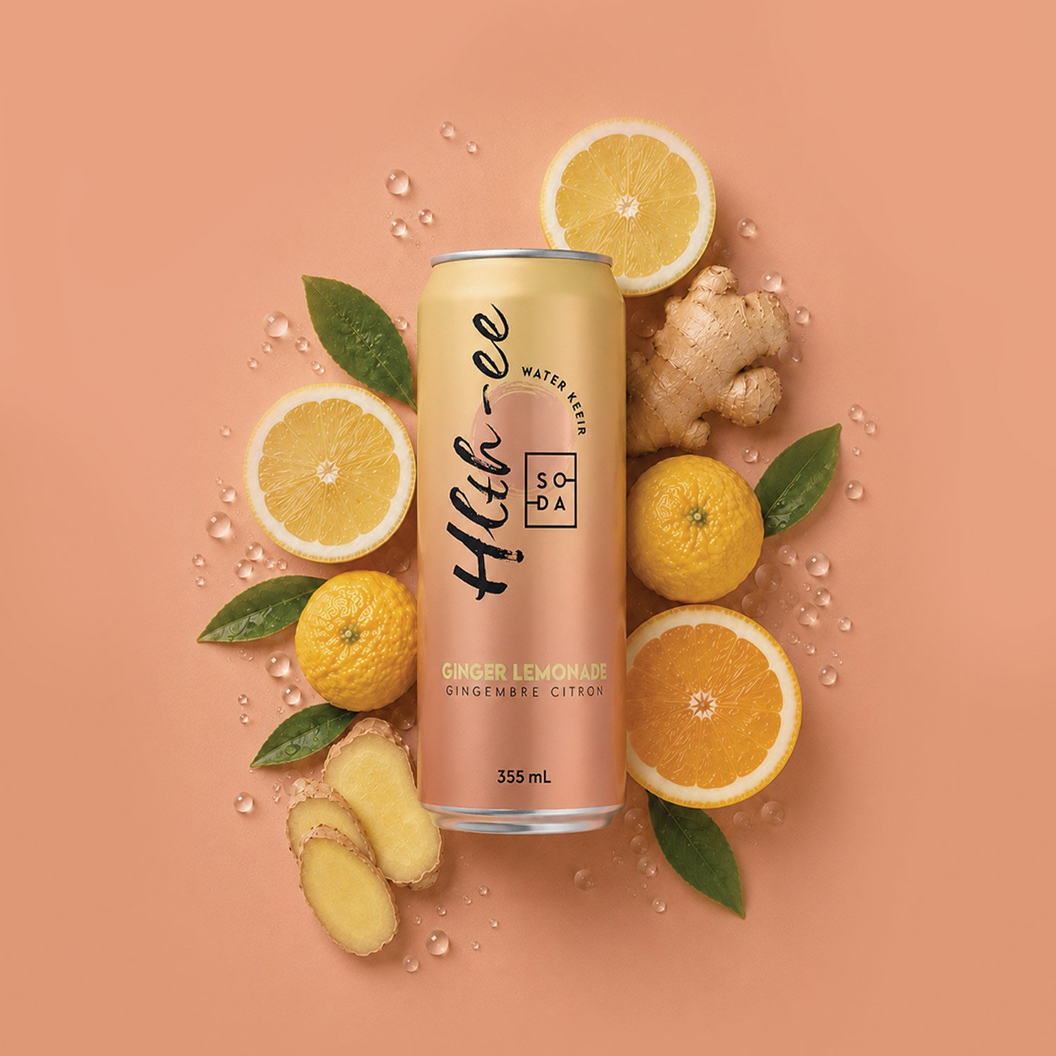 Packaging design for ginger lemonade soda designed by Lucied in Vancouver