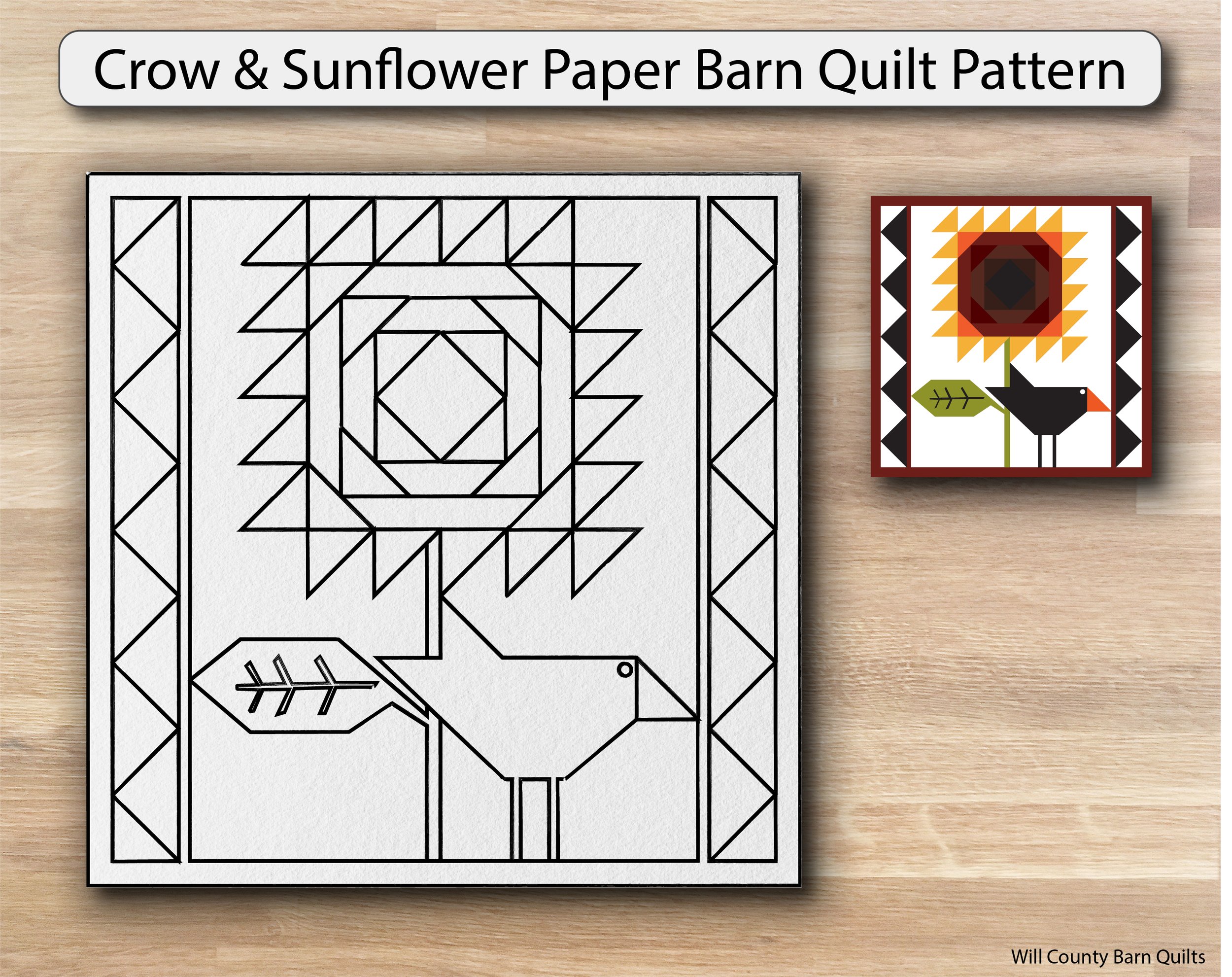 Crow and Sunflower Paper Barn Quilt .jpg