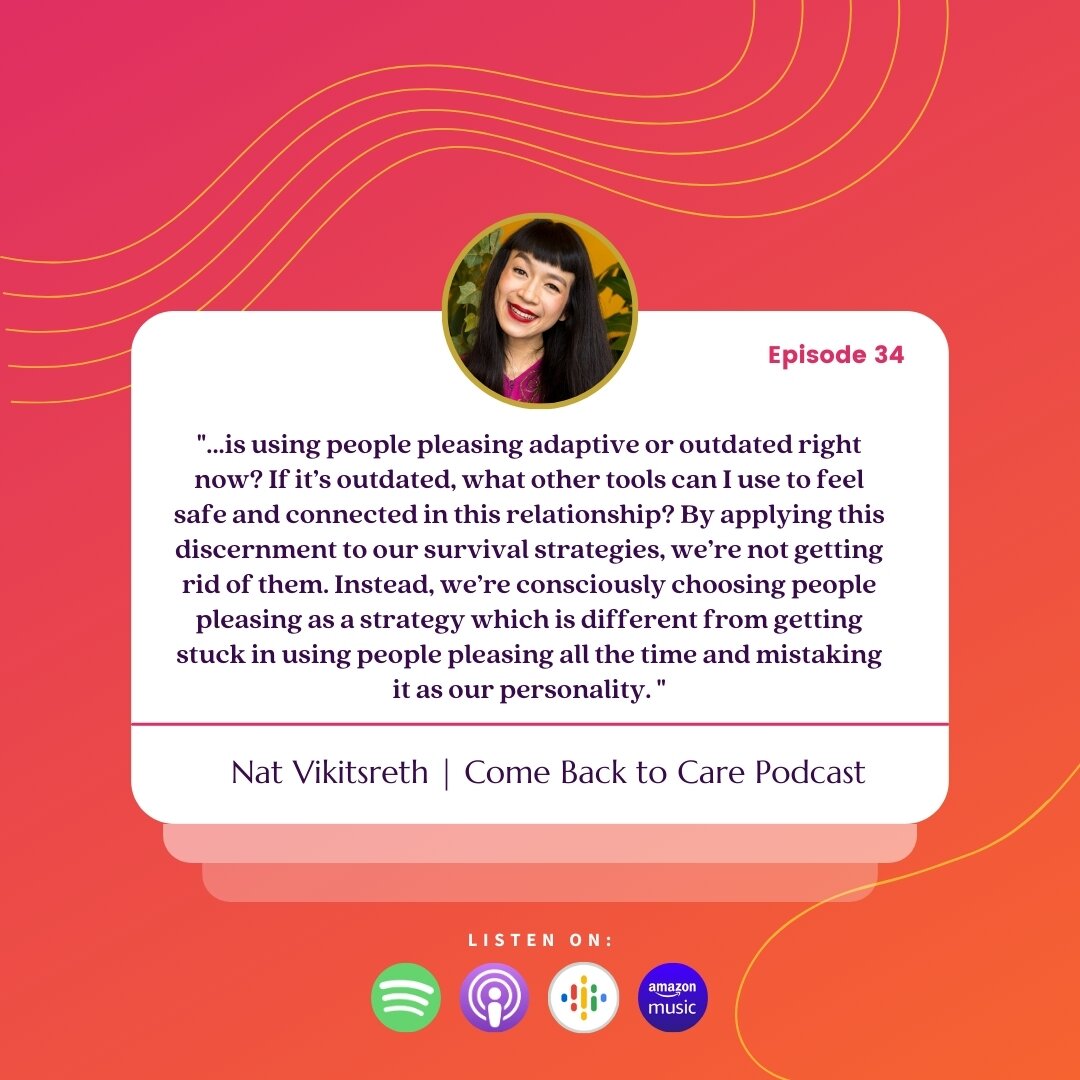 🎙 Episode 34 of the Come Back to Care podcast dropped this morning! 

✨ In this episode, you and I are going to unpack people pleasing or appeasement. We&rsquo;ll unpack what&rsquo;s going on in our body and nervous system when we people please. 
✨ 