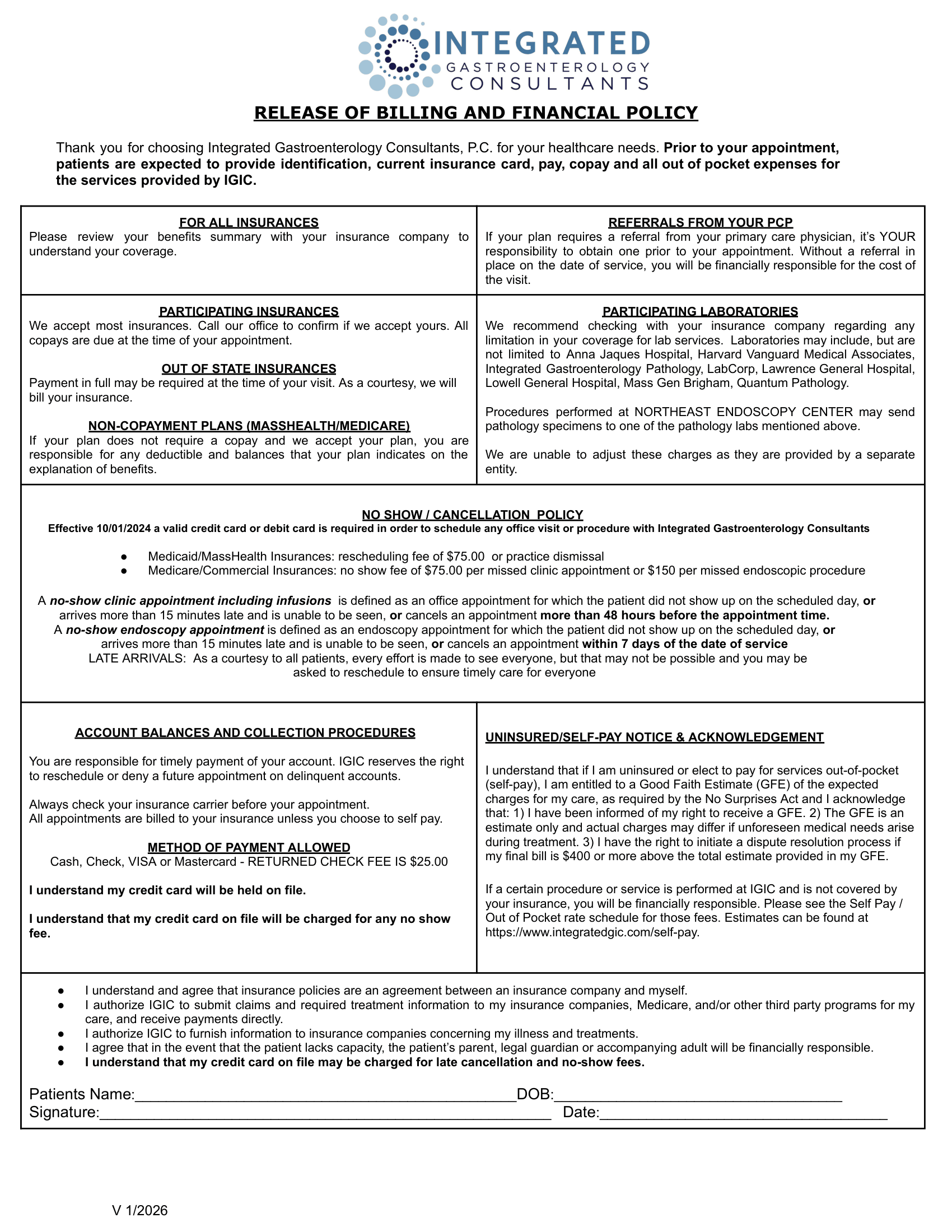 IGIC's financial policy with black text on a white background