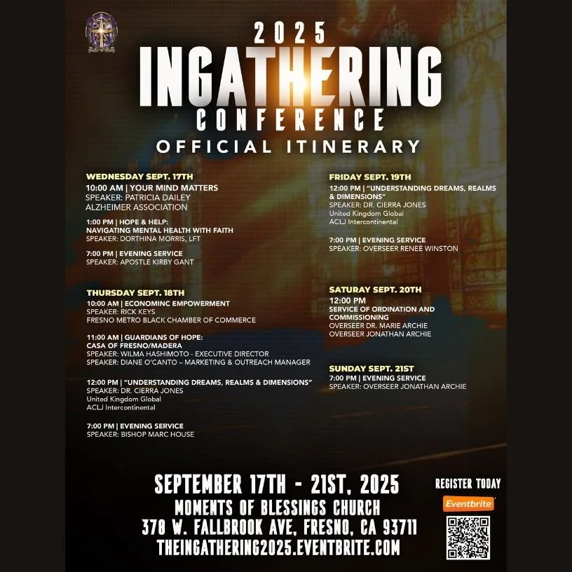The Ingathering Conference: Sept 17-21. Register on Eventbrite. Link on description page.