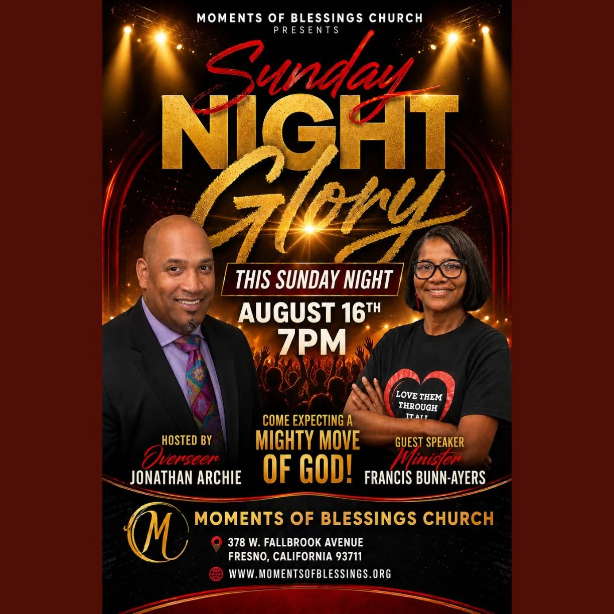 Join us this SNG for a special topic by Minister Frances Bunn-Ayers!