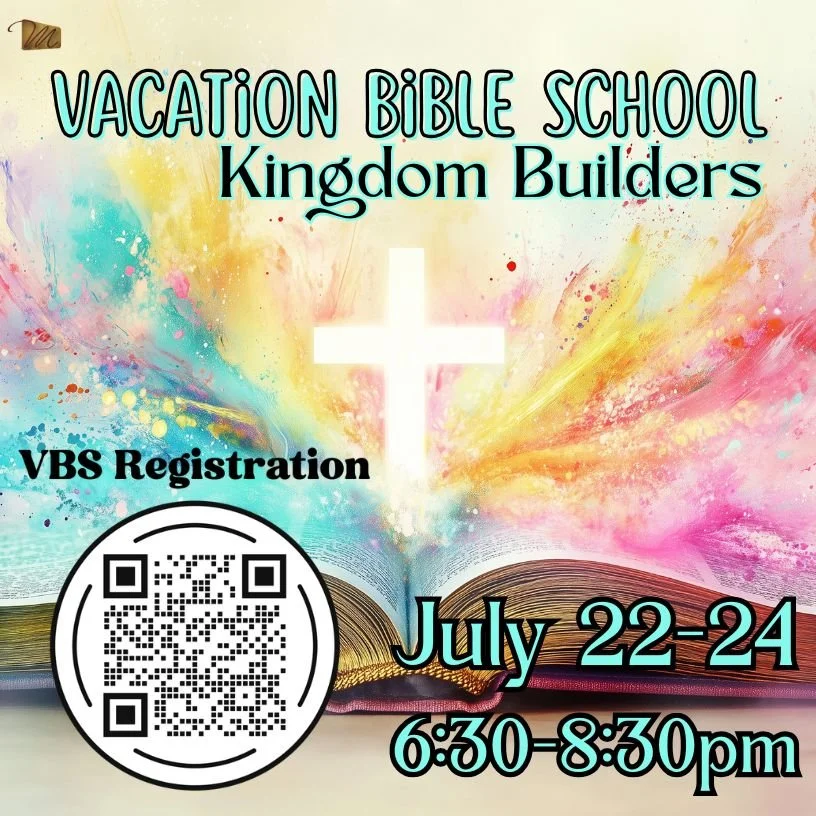 THIS WEEK is VBS!! Please register in advance. Click the image or scan the QR code for the link.