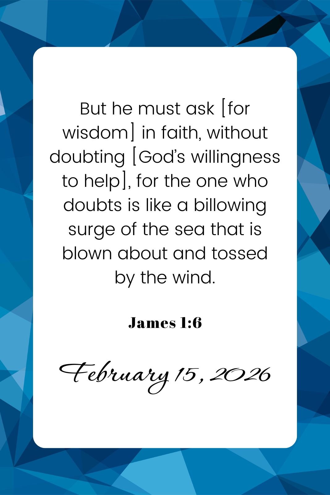 Scripture quote with a blue geometric background.