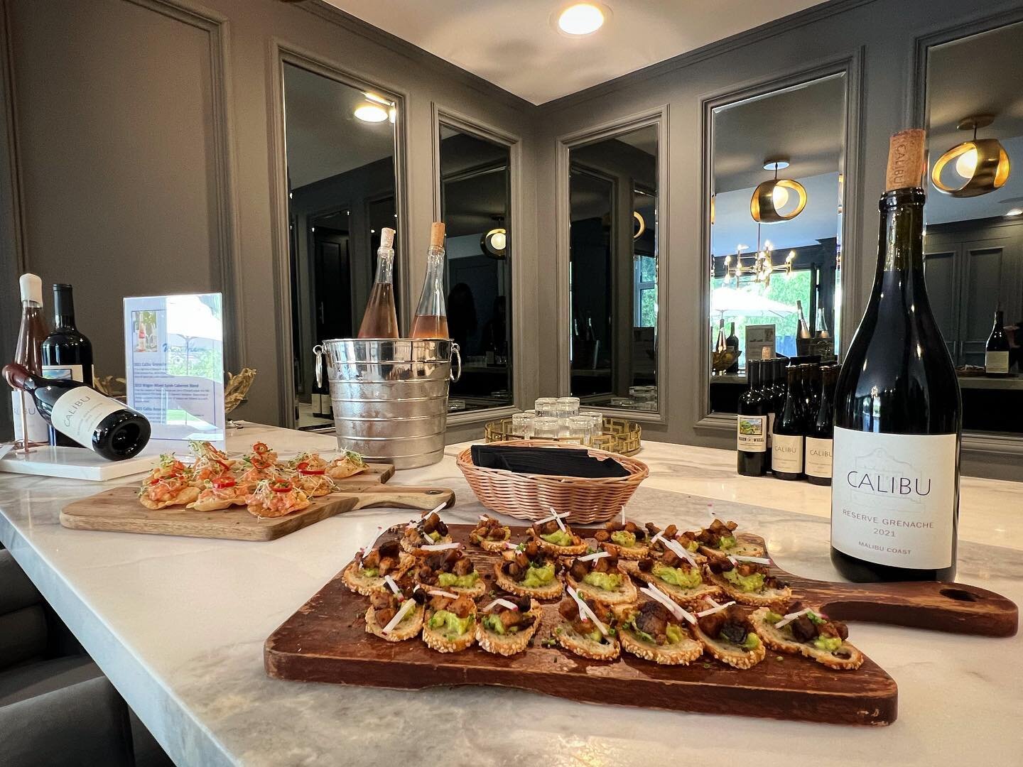 Small bite and wine pairing at our client&rsquo;s lovely home and winery. #lowkey #winetasting #winelover #malibuwines #avocado #porkbelly #foodandwine #winepairing #smallbites #catering #calabasas #winerywedding #malibucanyons #caribouwines