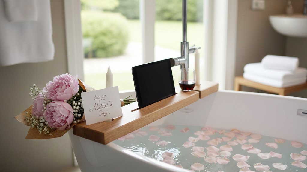 This Mother&rsquo;s Day, give the gift of rest, ritual and quiet indulgence.

Our handcrafted Oak Bath Caddy is thoughtfully designed to transform an evening soak into a spa-like escape. Beautifully made from solid oak, it features a secure holder fo