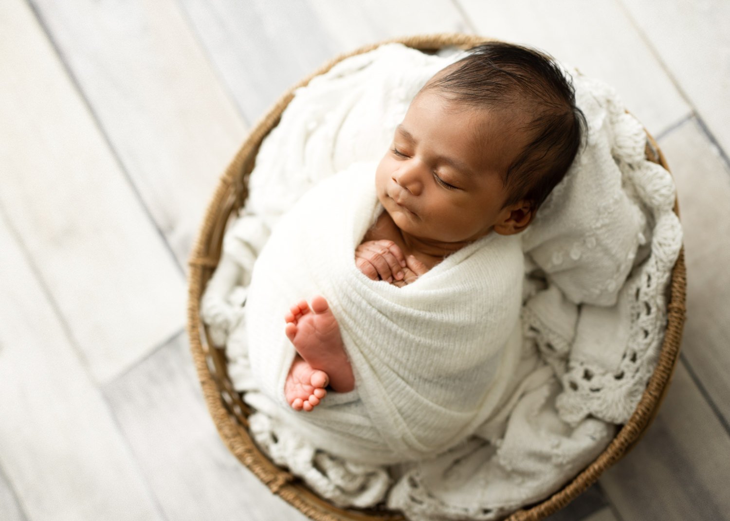 Basket Posed Newborn Photo 