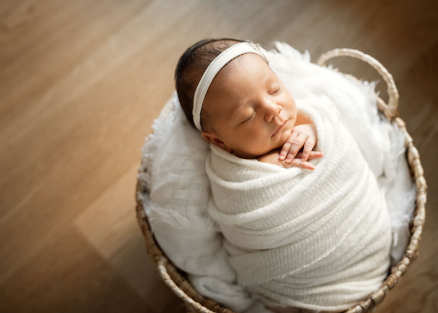 Wrapped Newborn Basket Pose