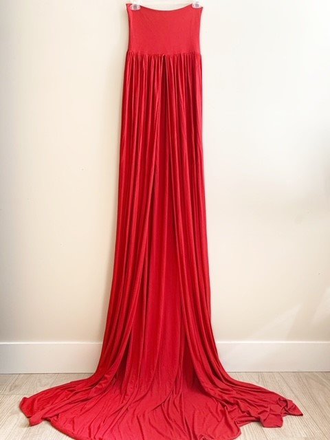 Red Maternity Slit Front Gown for Photo Shoot