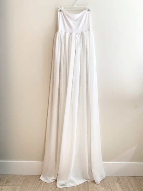 White Sheer Slit Front Gown for Maternity Session