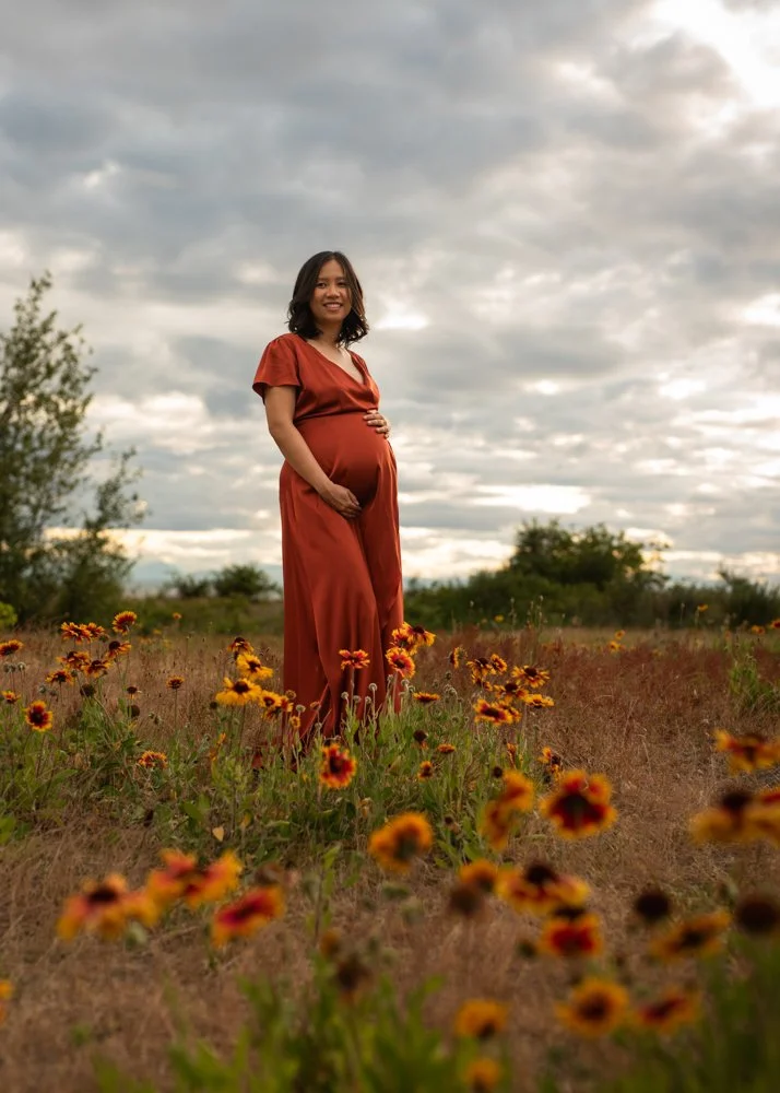 Maternity Session in Field of Flowers