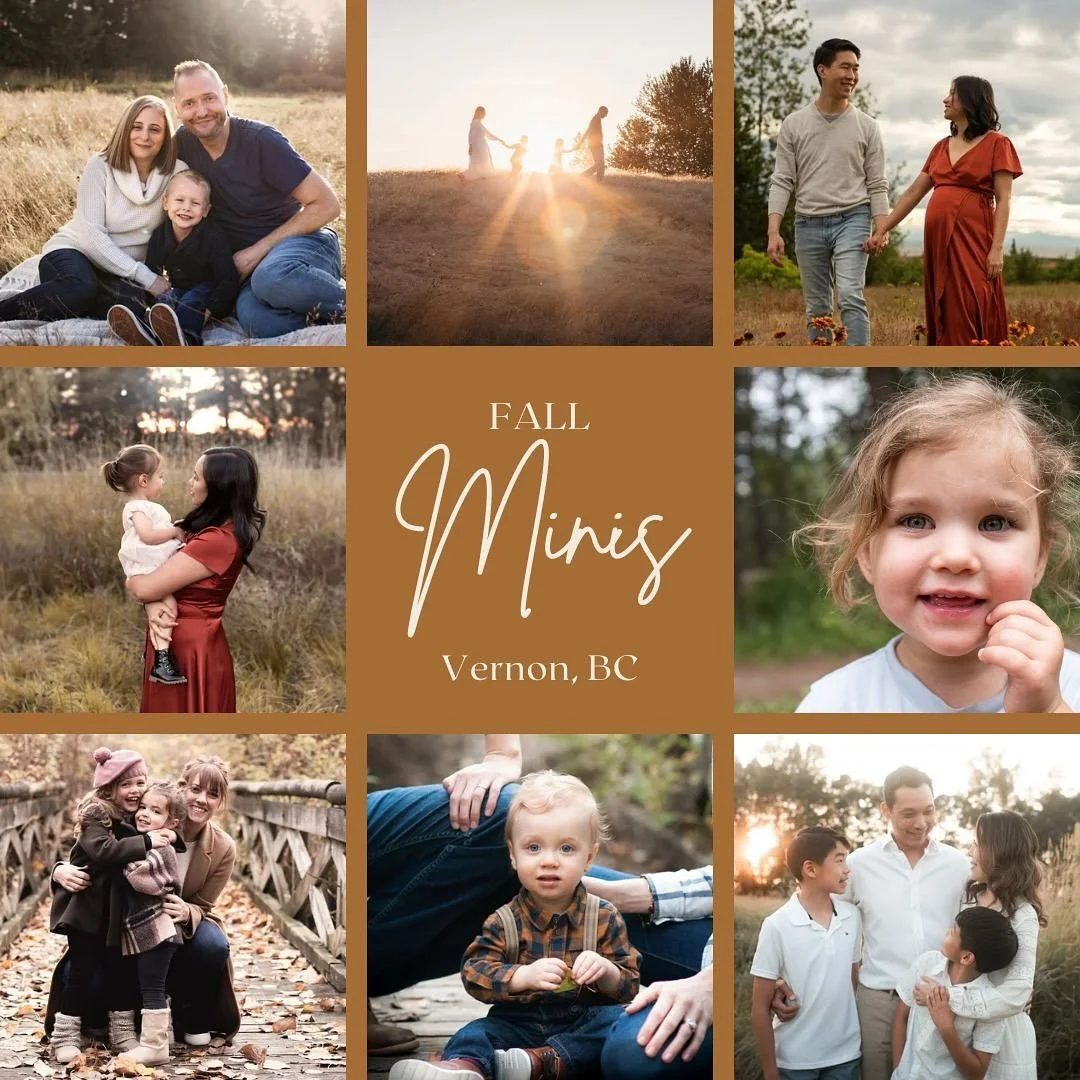🍁Vernon &amp; North Okanagan Families! 🍂 I&rsquo;m offering fall mini sessions on Sunday October 26th at Grey Canal Trail Foothills. 

Only a few minutes up the hill from town, you&rsquo;ll get easy parking right next to our photo shoot spot, the b