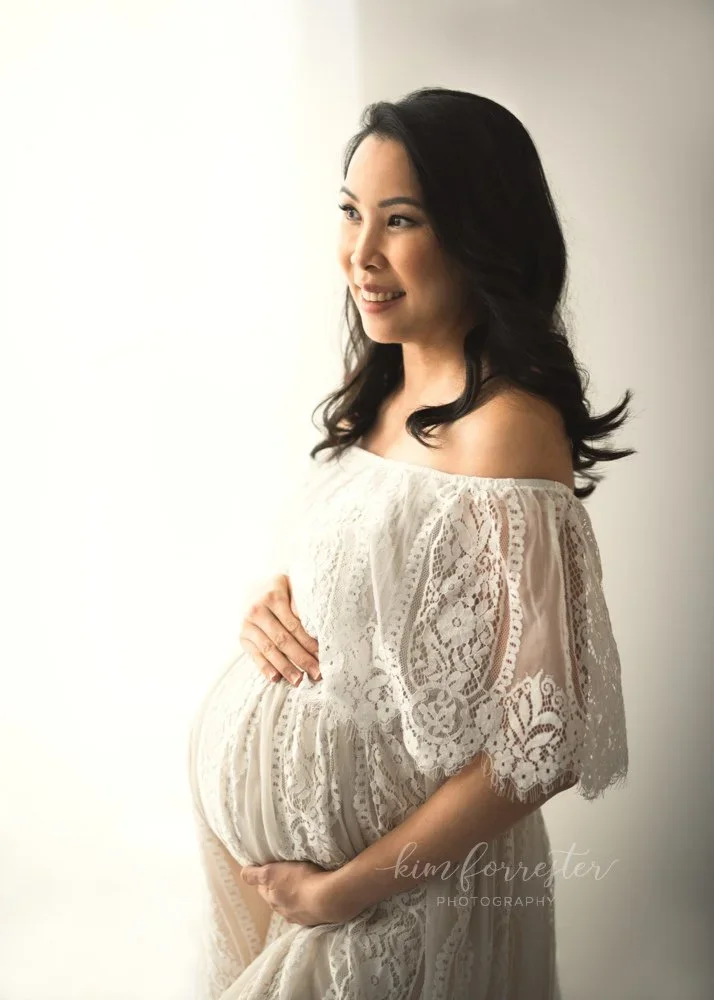 Lace Off Shoulder Maternity Dress