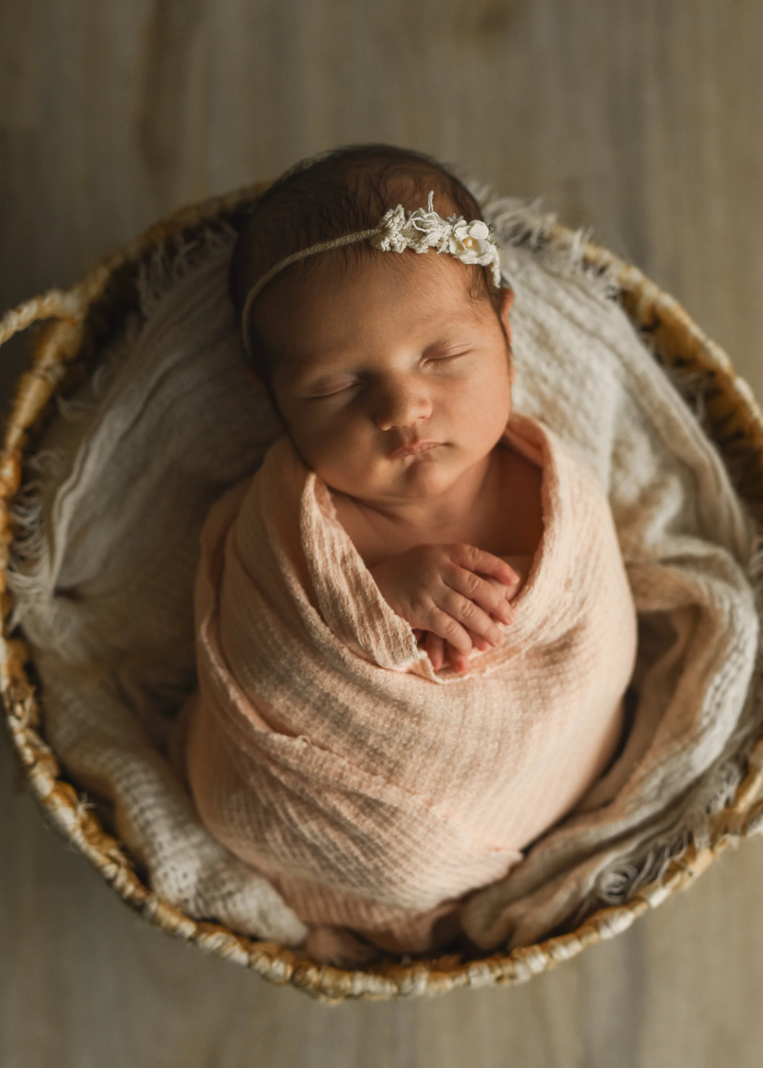 Baby Girl Posed in Basket