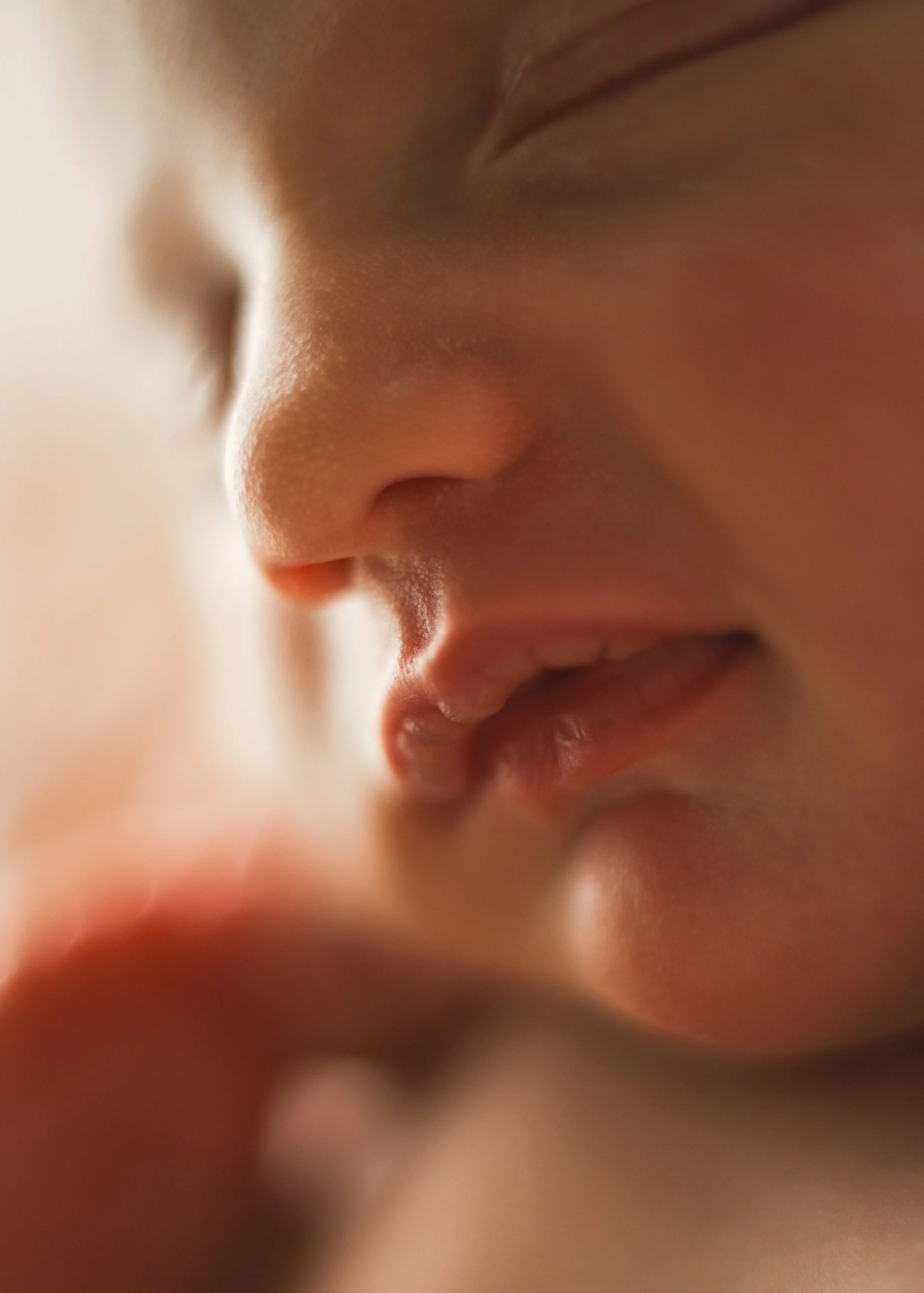 Close-up of newborn facial features