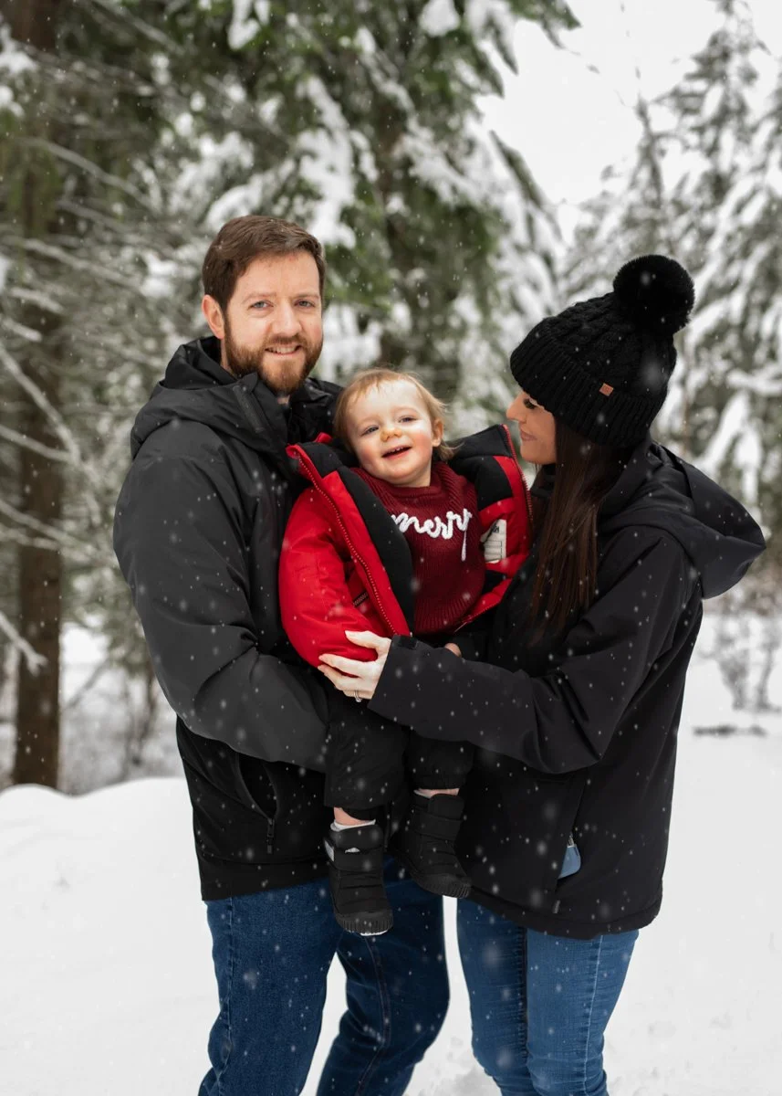 Snowy Family Session Outdoors in Vernon